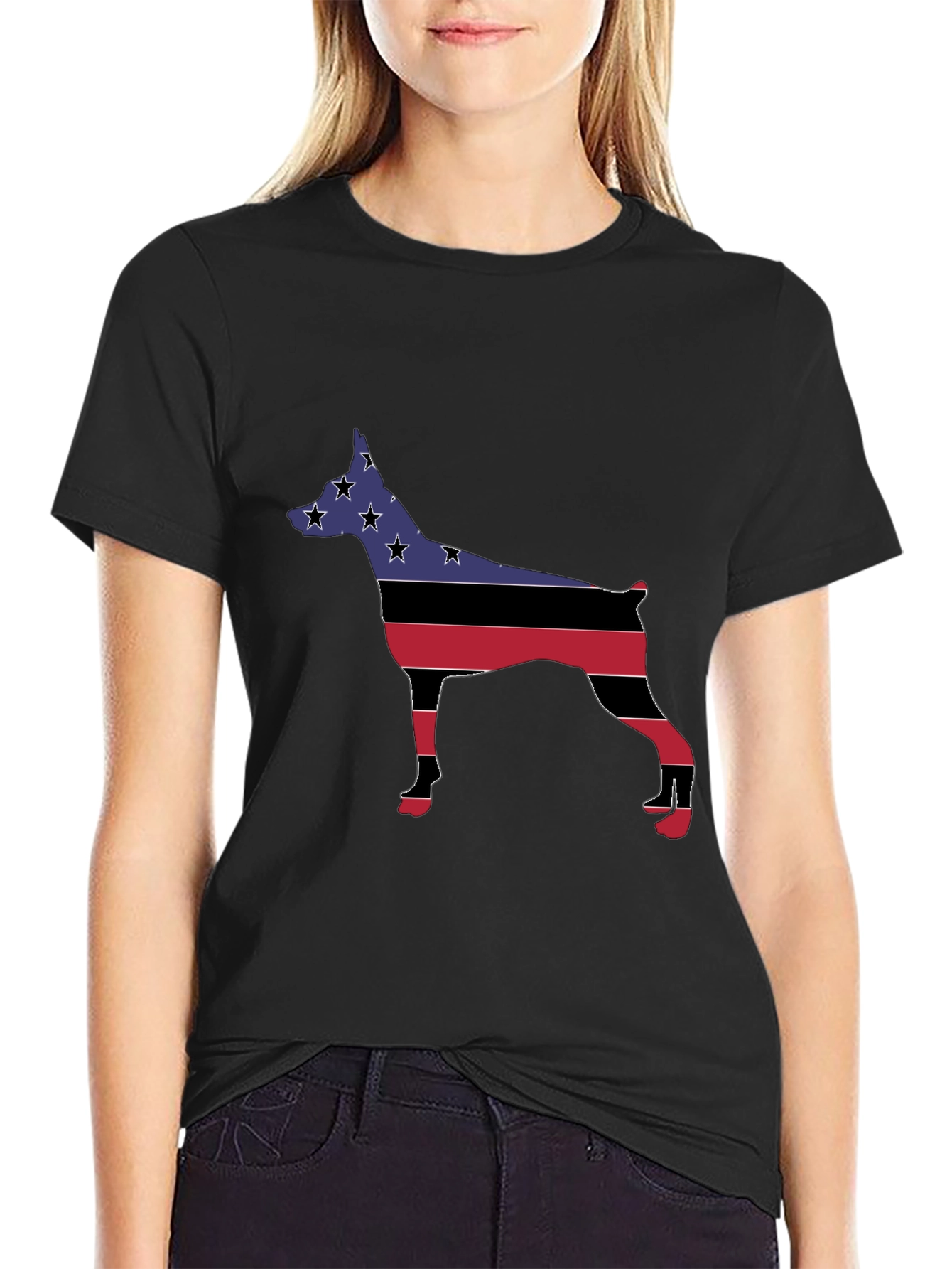 Black Patriotic Dog Silhouette Tee view 2