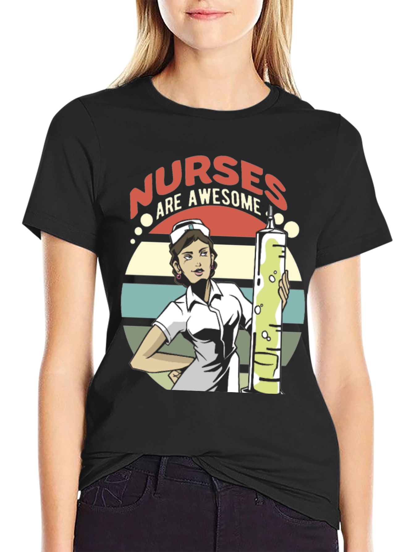 Black Nurses Are Awesome T-Shirt - Medical Hero Appreciation Tee view 2