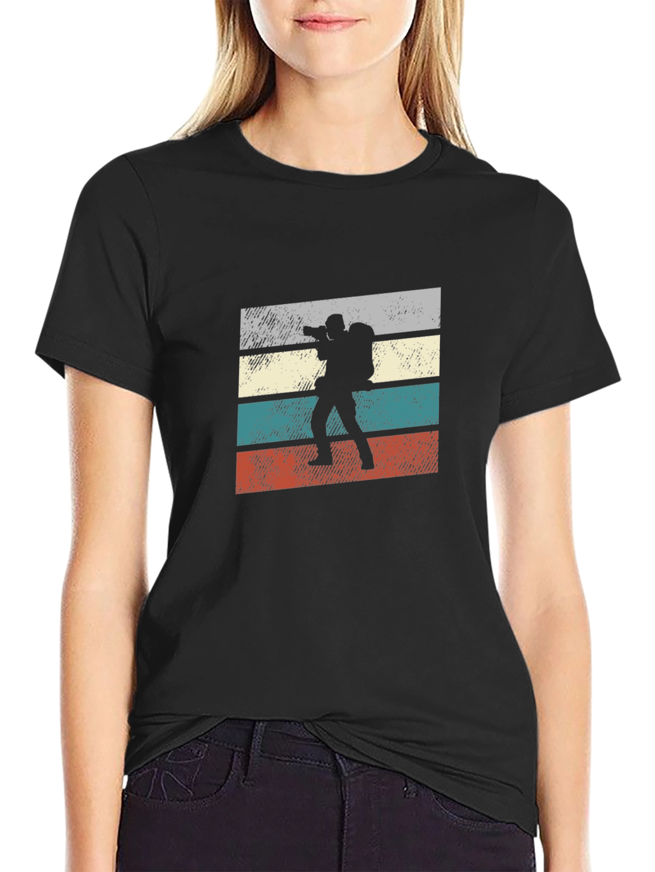 Black Retro Photographer T-Shirt - Vintage Style Camera Shirt view 2