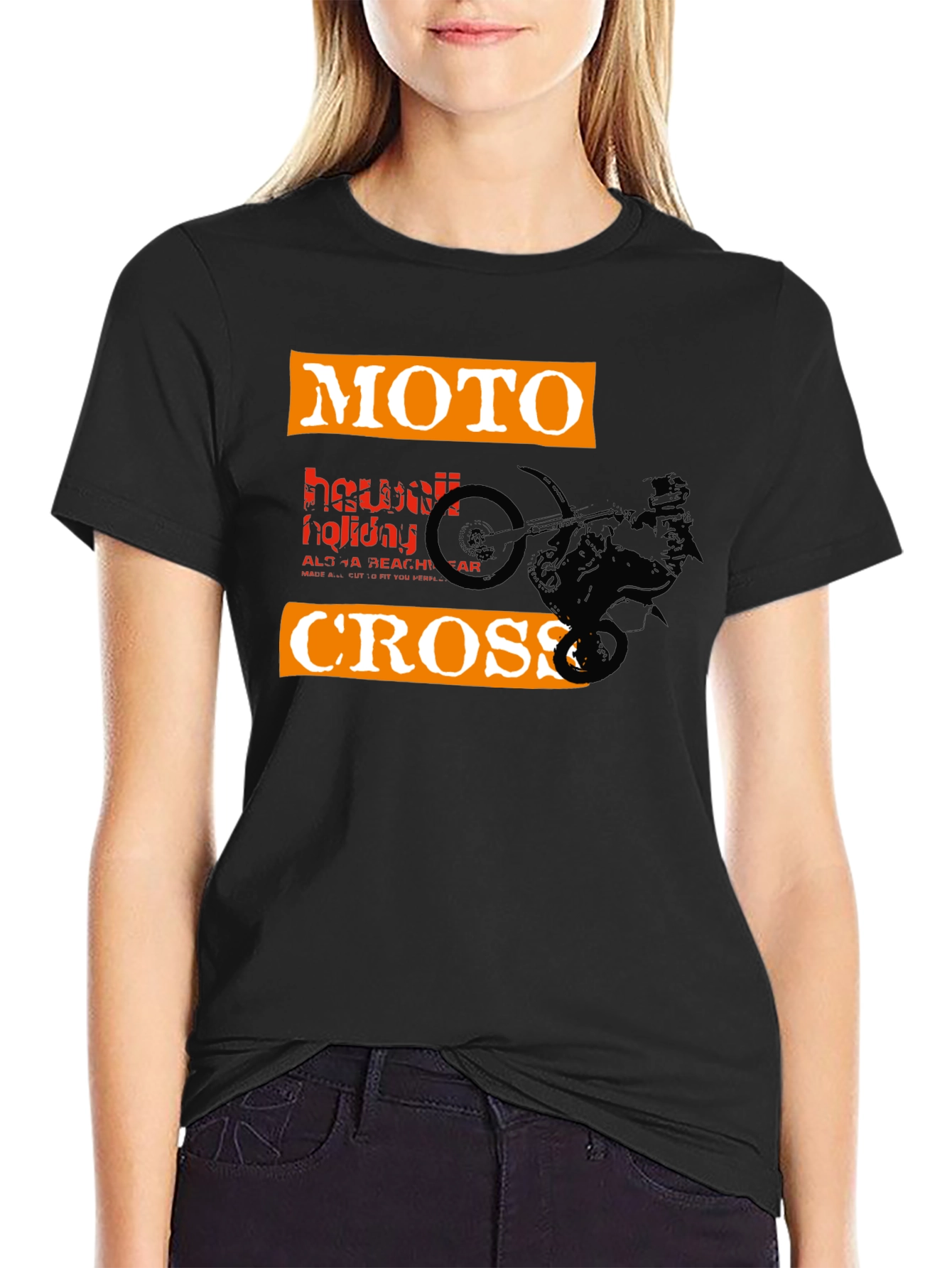 Black Moto Cross Graphic Tee - Black view 2