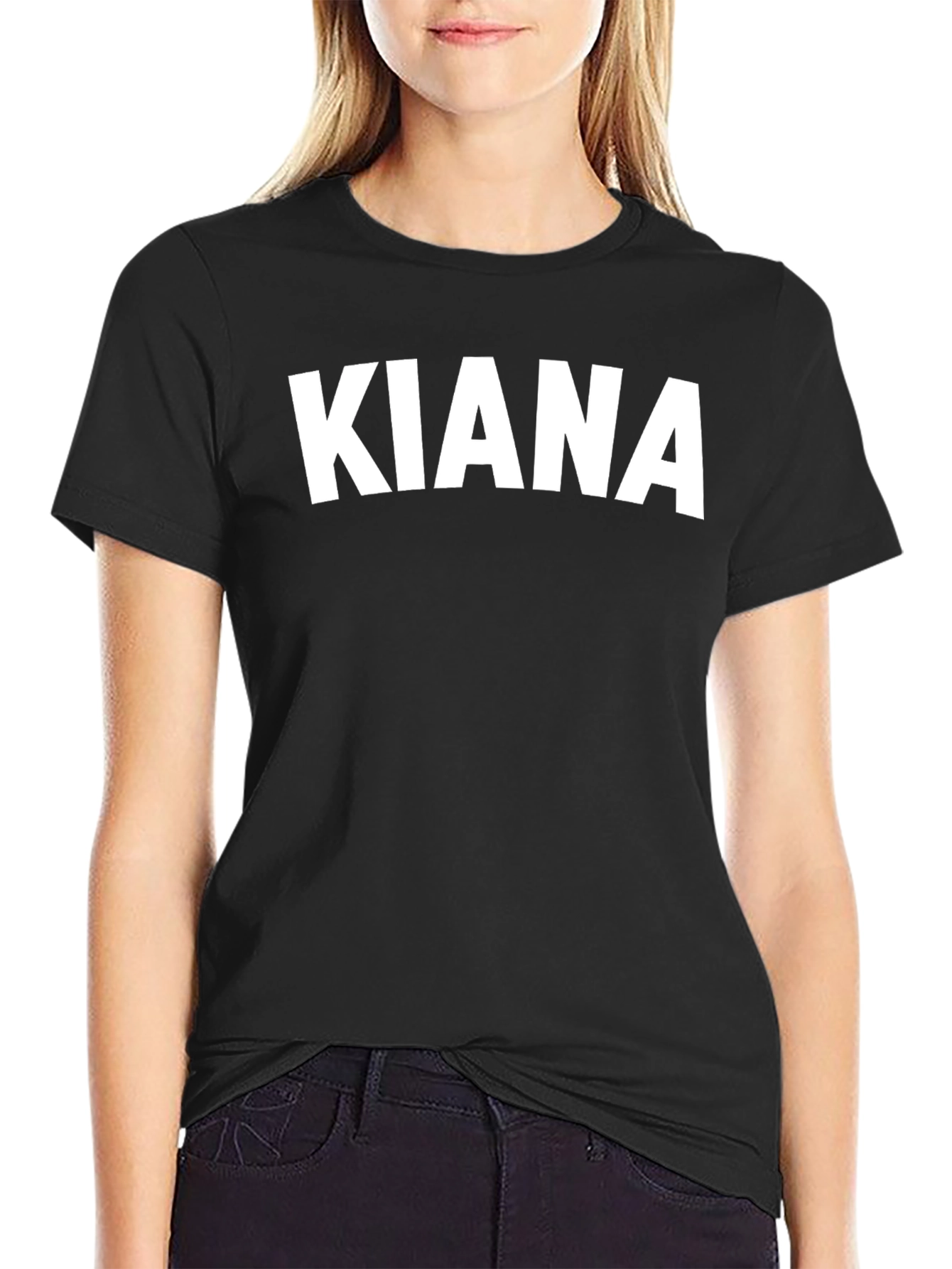 Black Kiana Black T-Shirt - Personalized Name Tee view 2