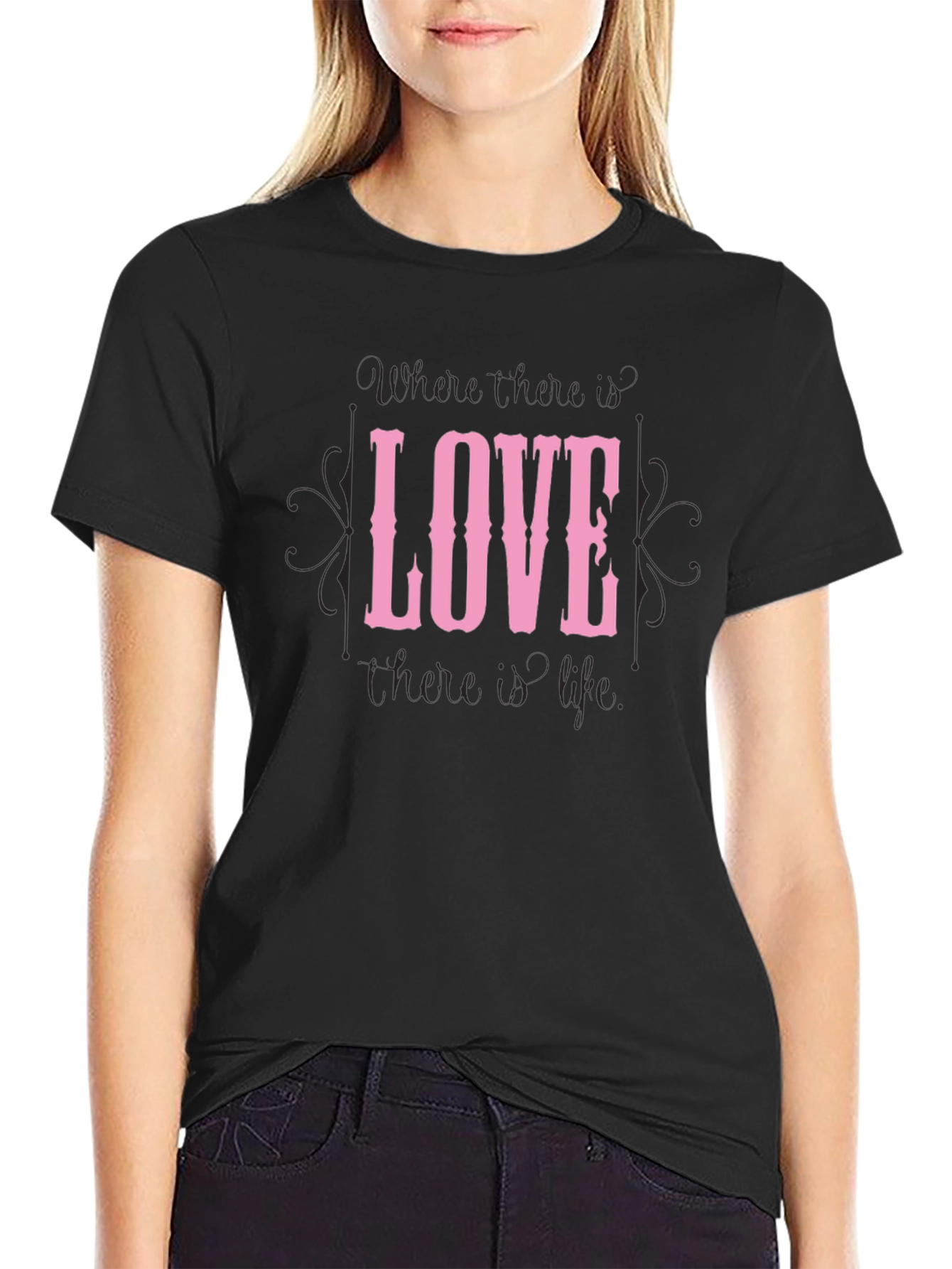 Black Love Graphic Black T-Shirt view 2