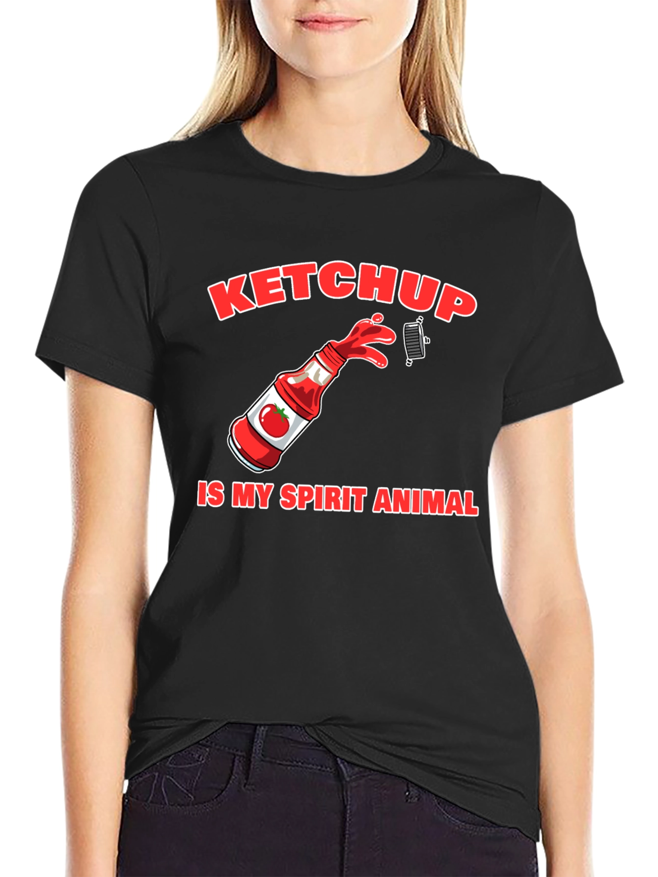 Black Ketchup Is My Spirit Animal Graphic T-Shirt view 2