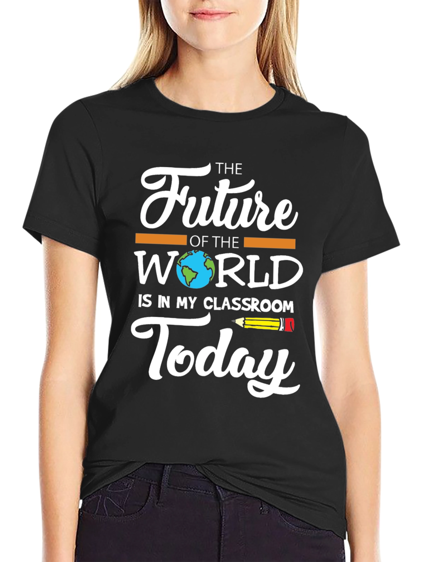 Black The Future World Classroom T-Shirt view 2