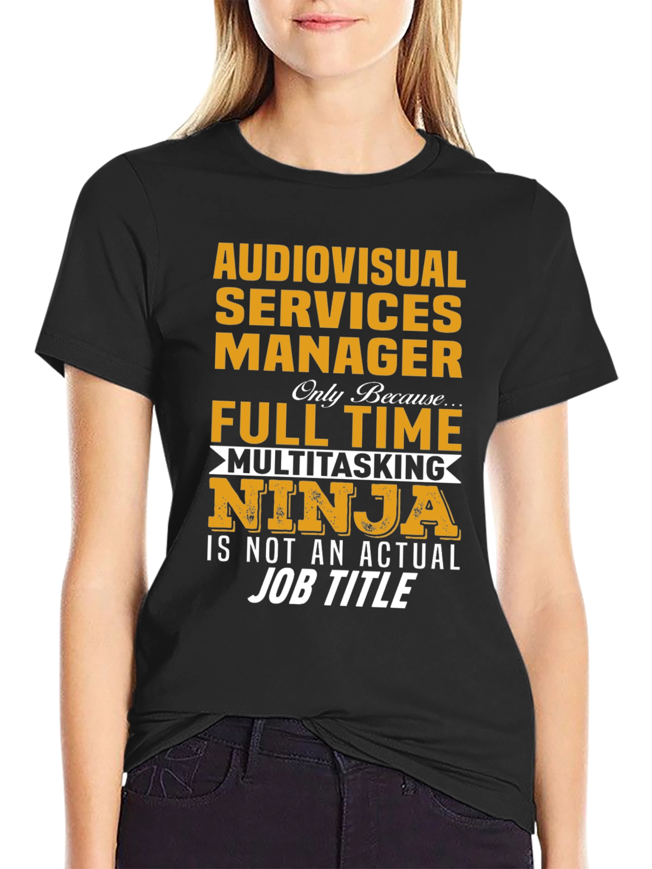 Black Audiovisual Services Manager Ninja T-Shirt view 2