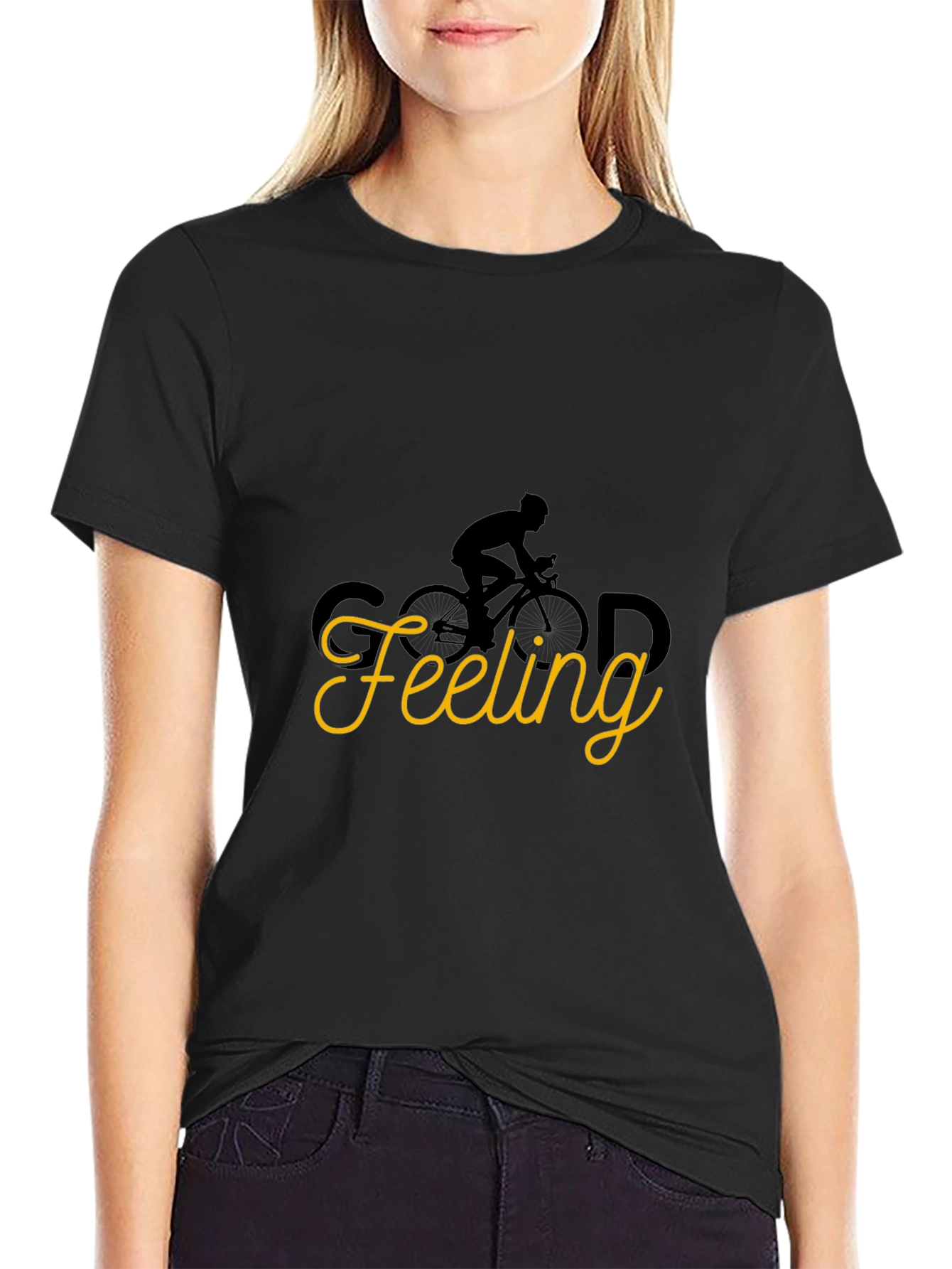 Black Good Feeling Cycling Graphic Tee - Black view 2