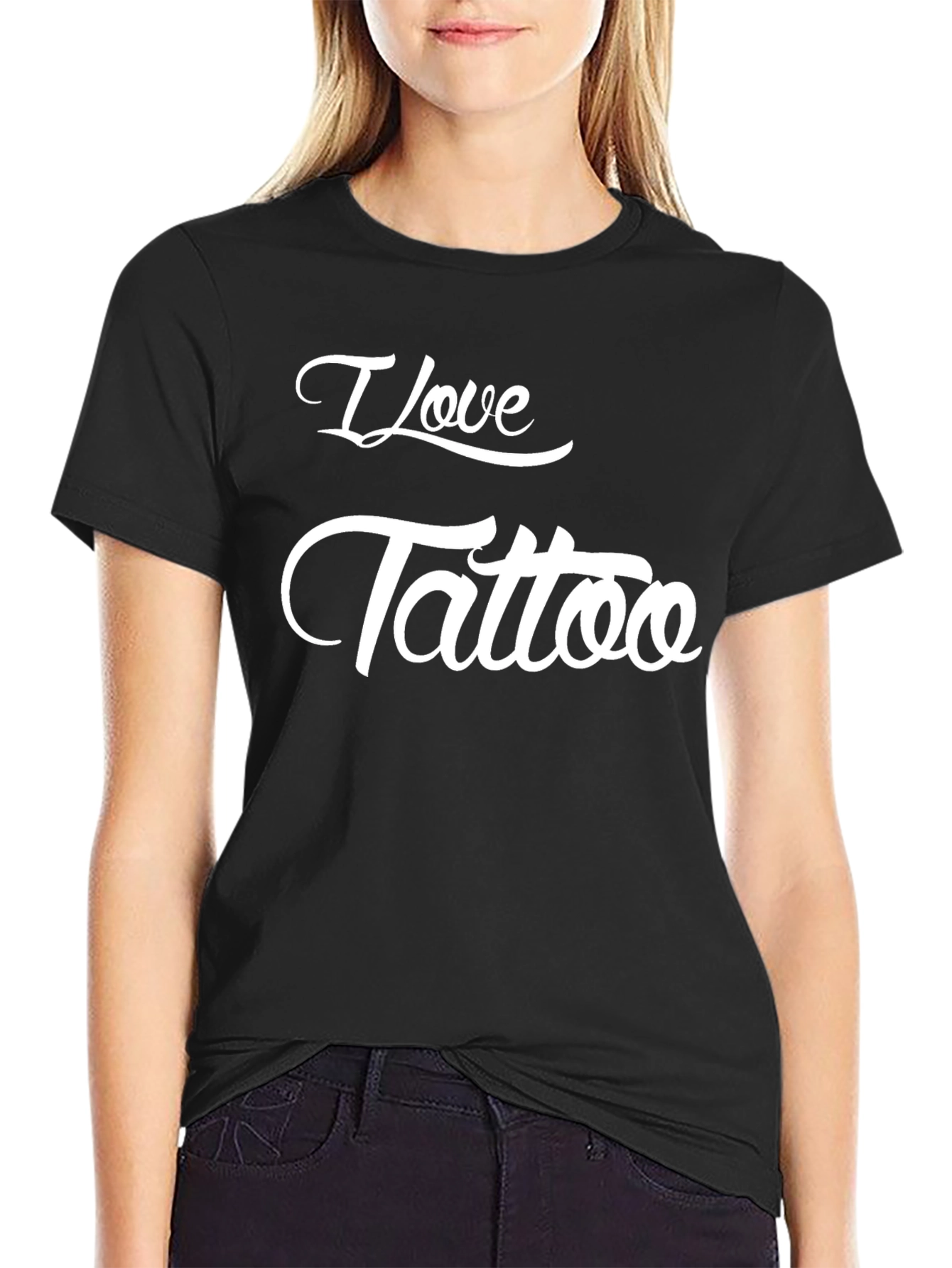 Black I Love Tattoo Graphic T-Shirt - Black view 2