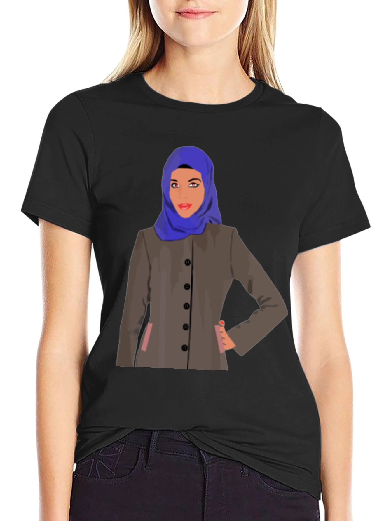 Black Hijab Woman Graphic T-Shirt - Stylish & Unique Design view 2