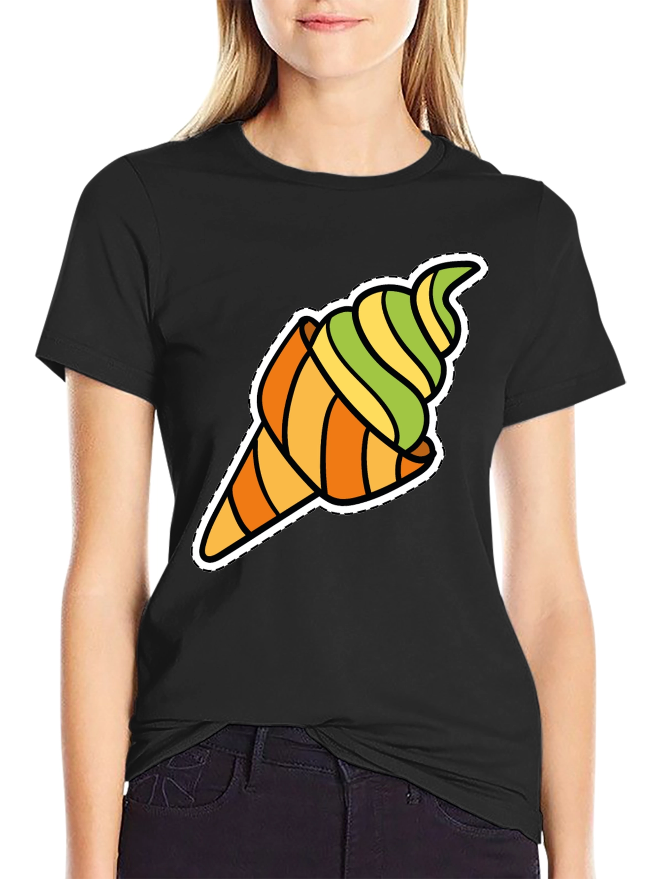 Black Ice Cream Cone Graphic Tee - Fun Novelty Shirt view 2