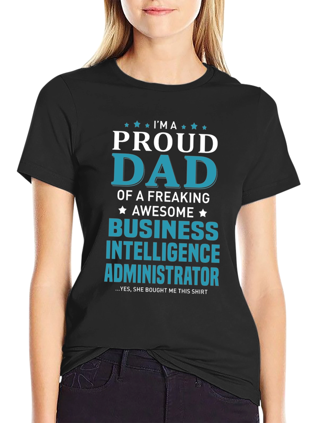 Black Proud Dad Business Intelligence Administrator T-Shirt view 2