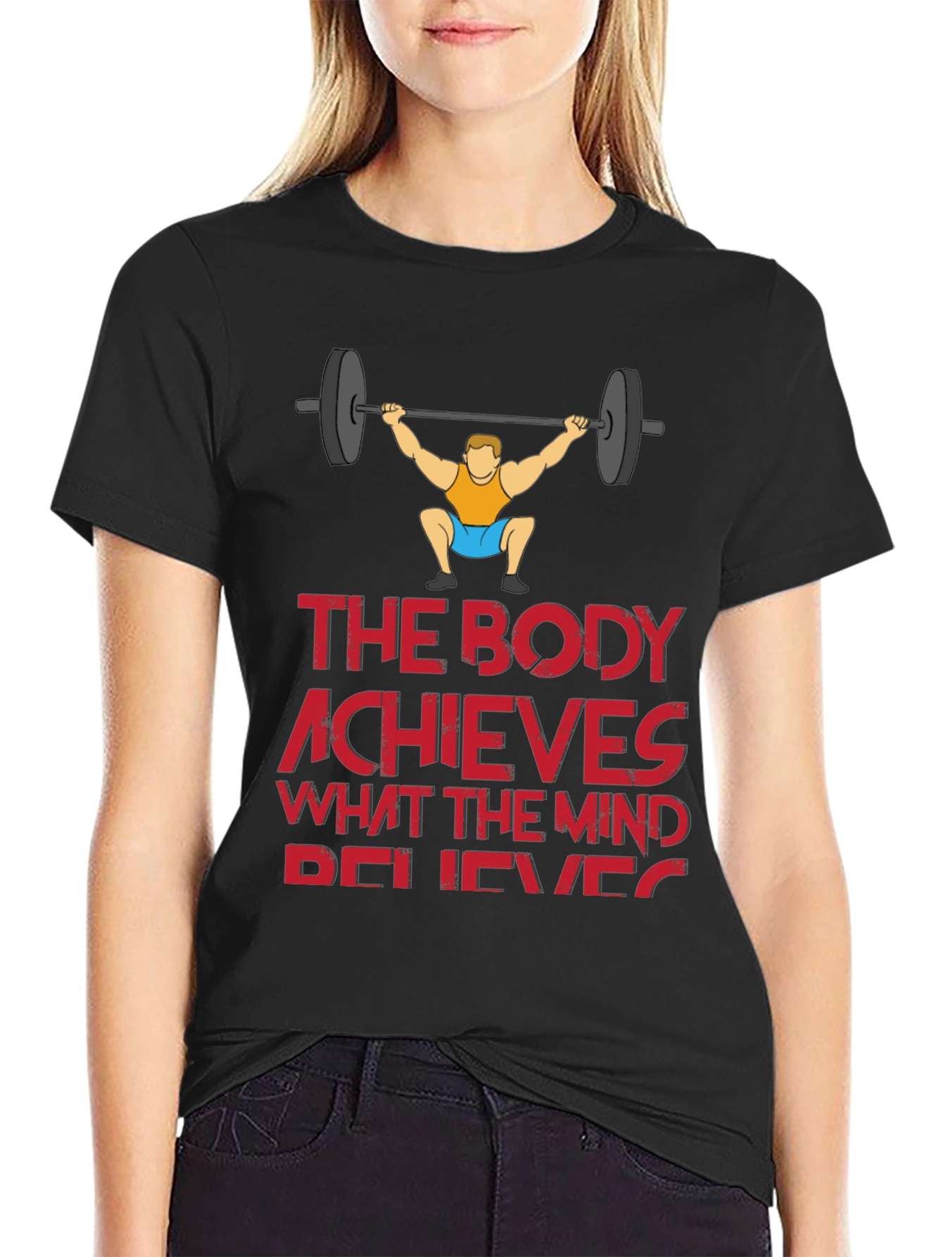Black Workout Motivation T-Shirt - The Body Achieves view 2