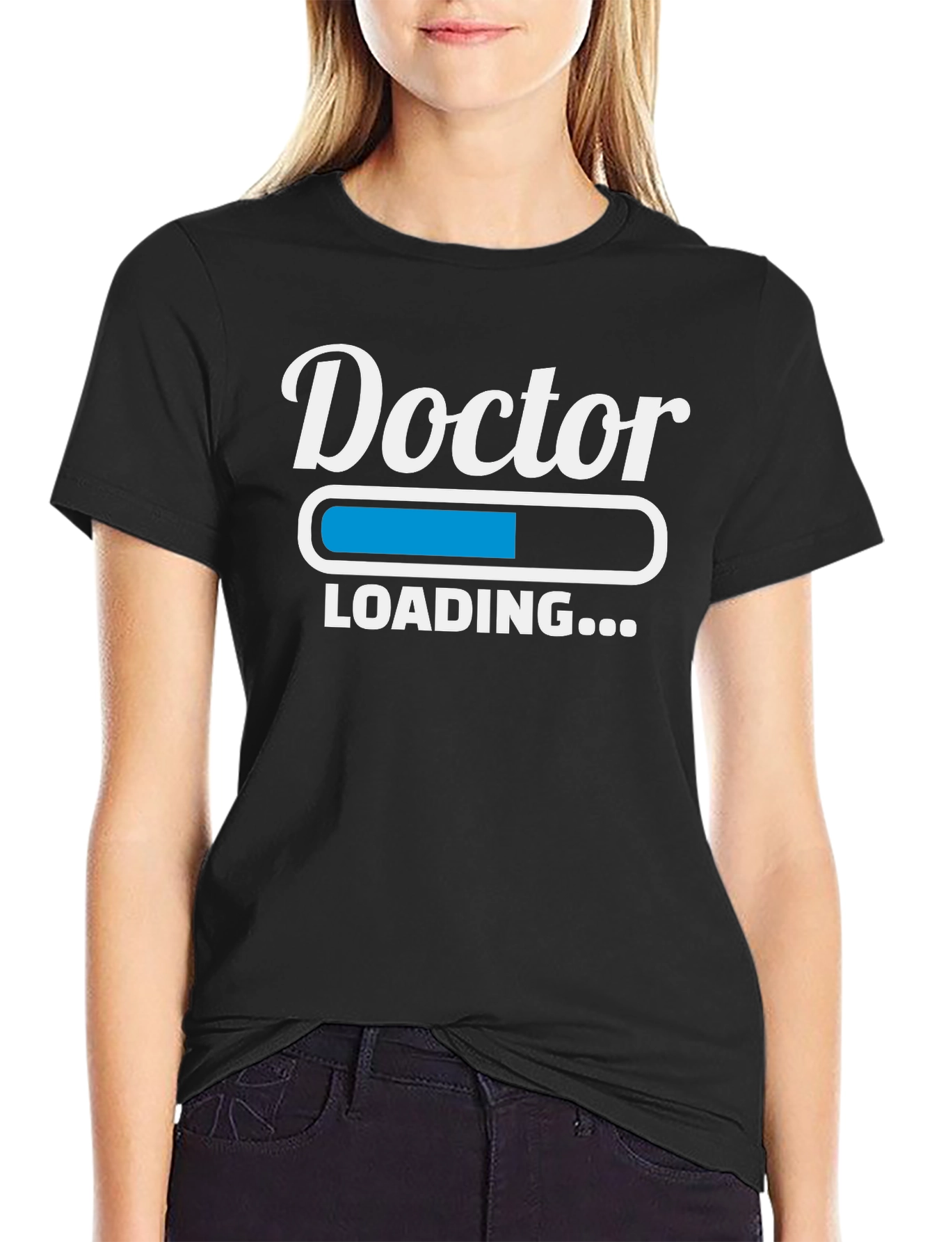 Black Doctor Loading Funny Graphic T-Shirt view 2