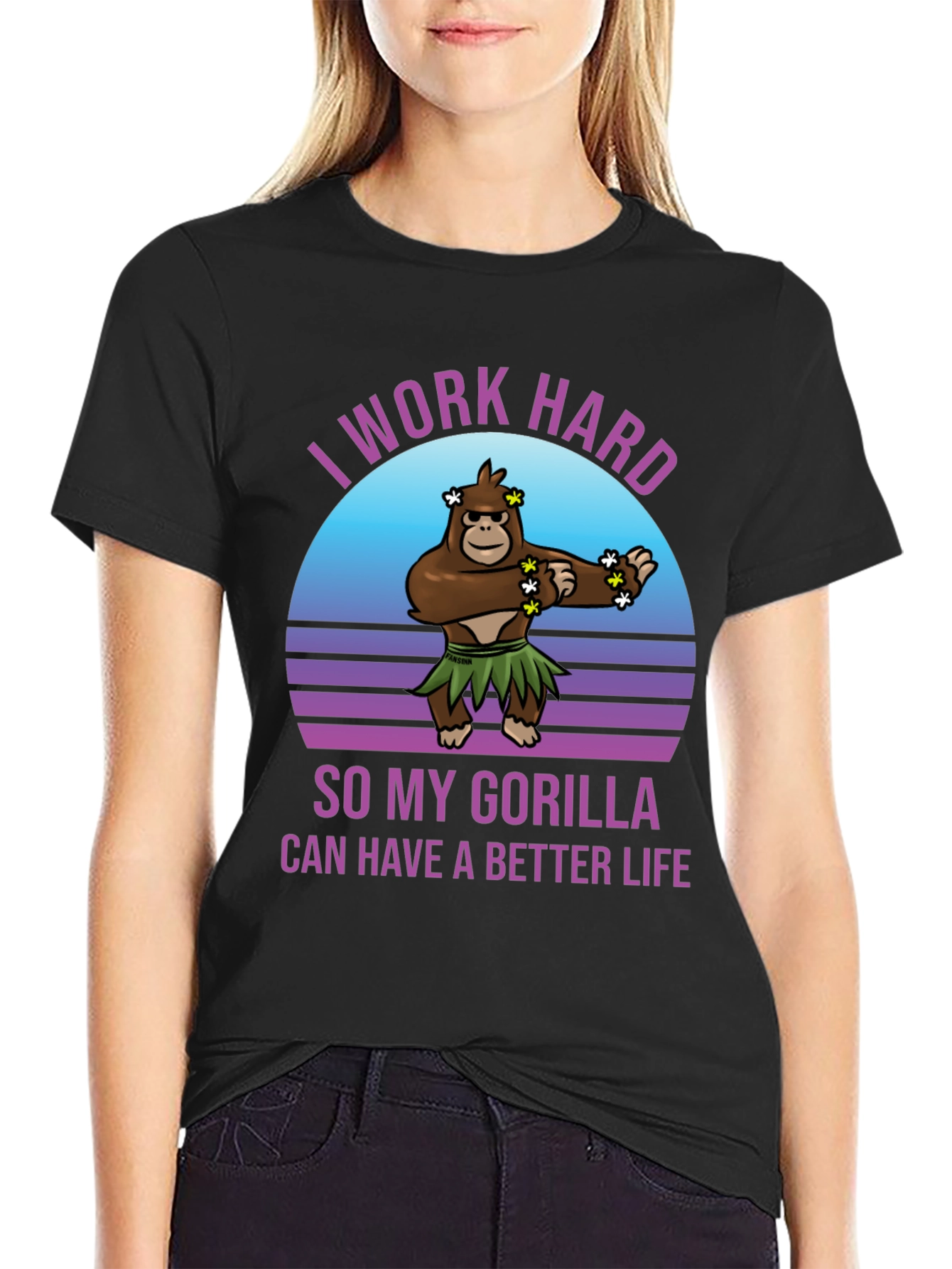 Black Work Hard Gorilla Better Life T-Shirt view 2