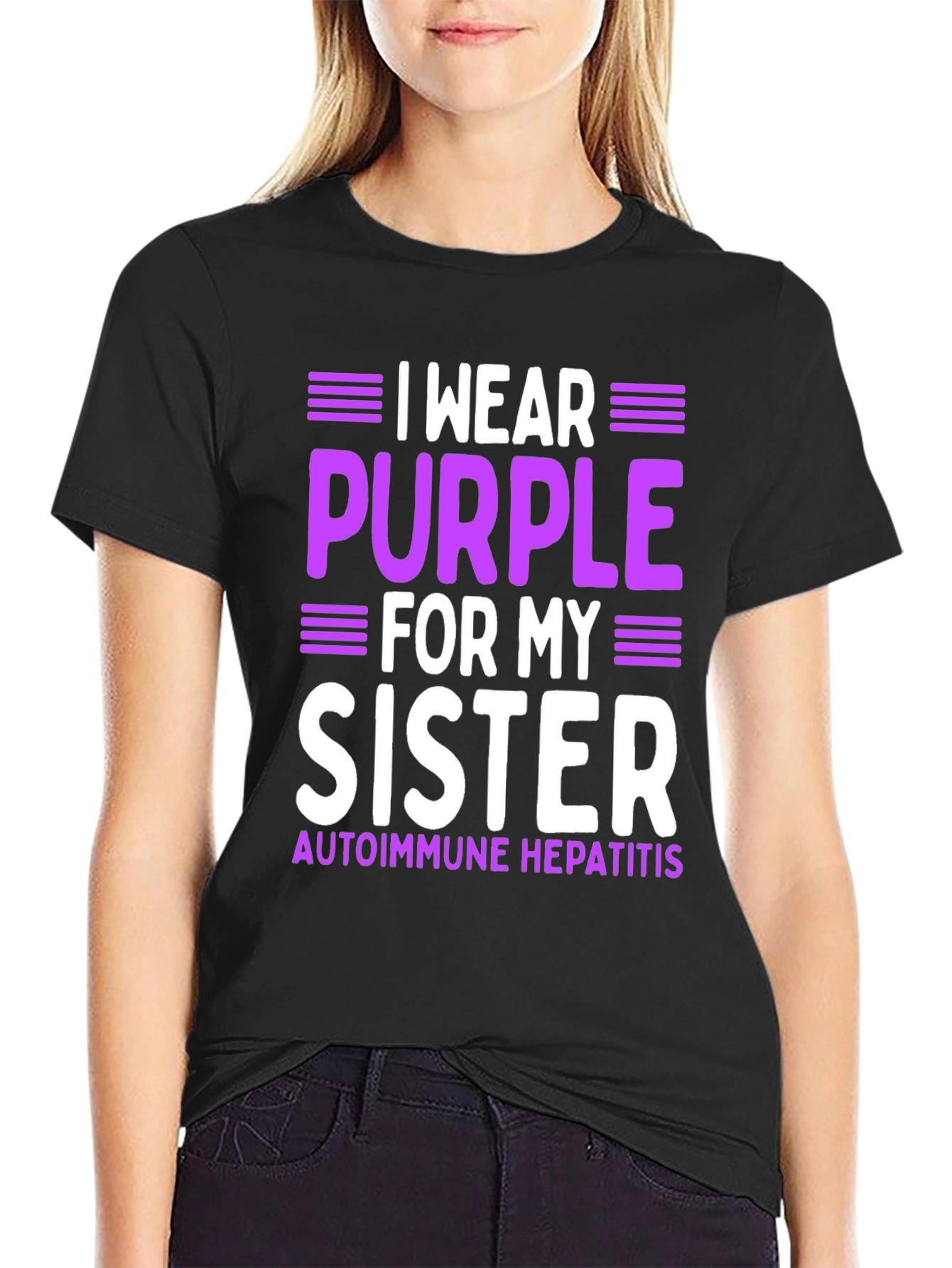 I Wear Purple For My Sister Autoimmune Hepatitis Awareness T-Shirt - 2
