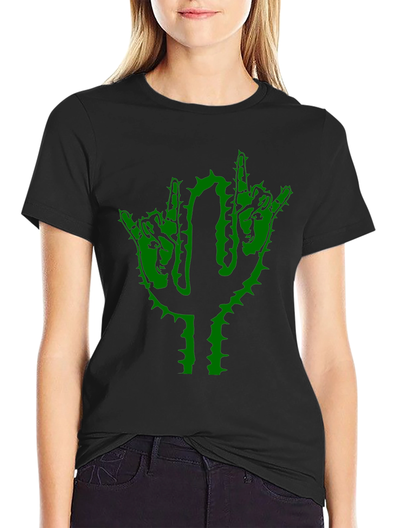 Black Cactus Rock On Graphic T-Shirt view 2