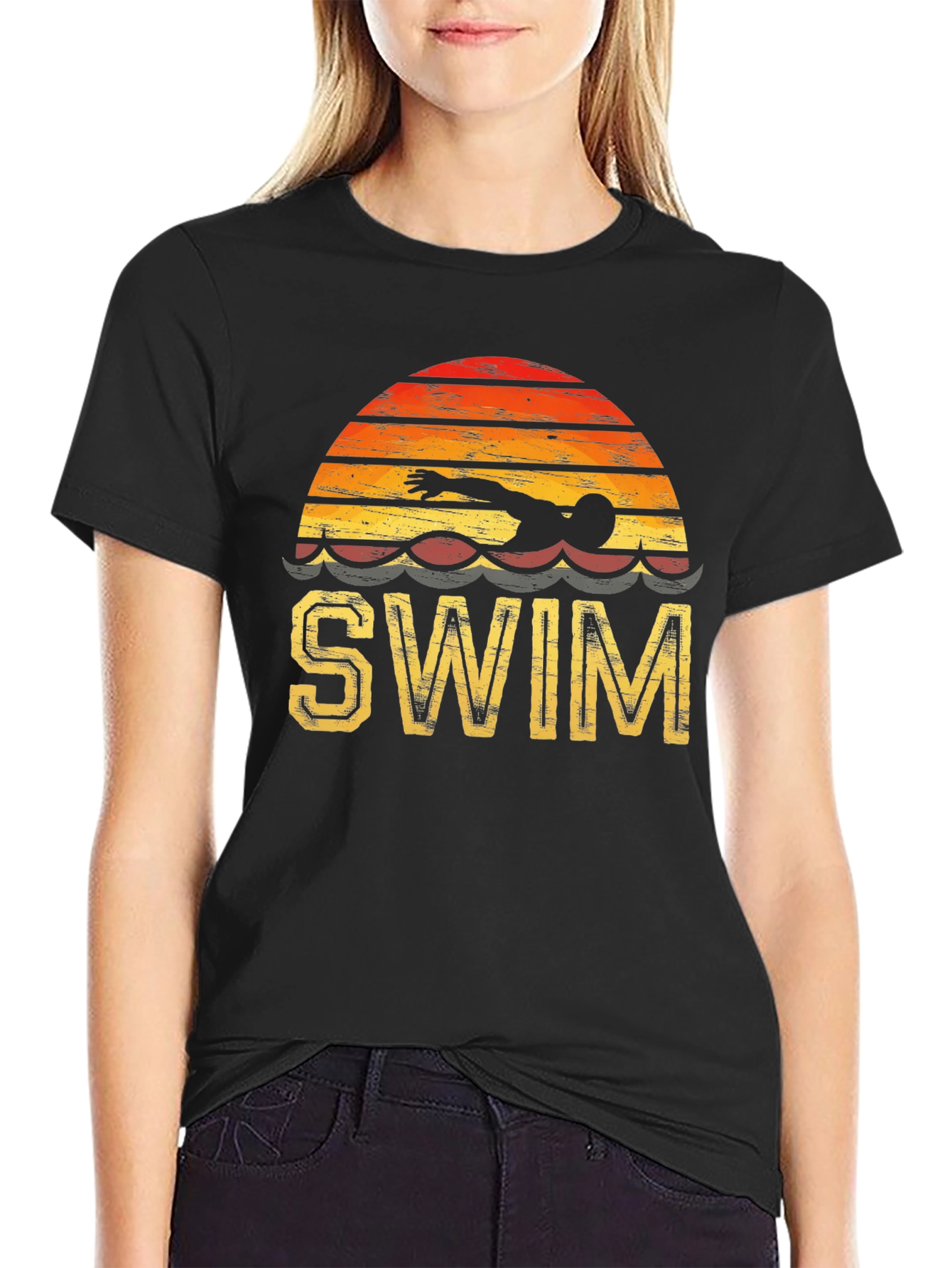 Retro Swim T-Shirt - Vintage Style Swimmer Tee - 2