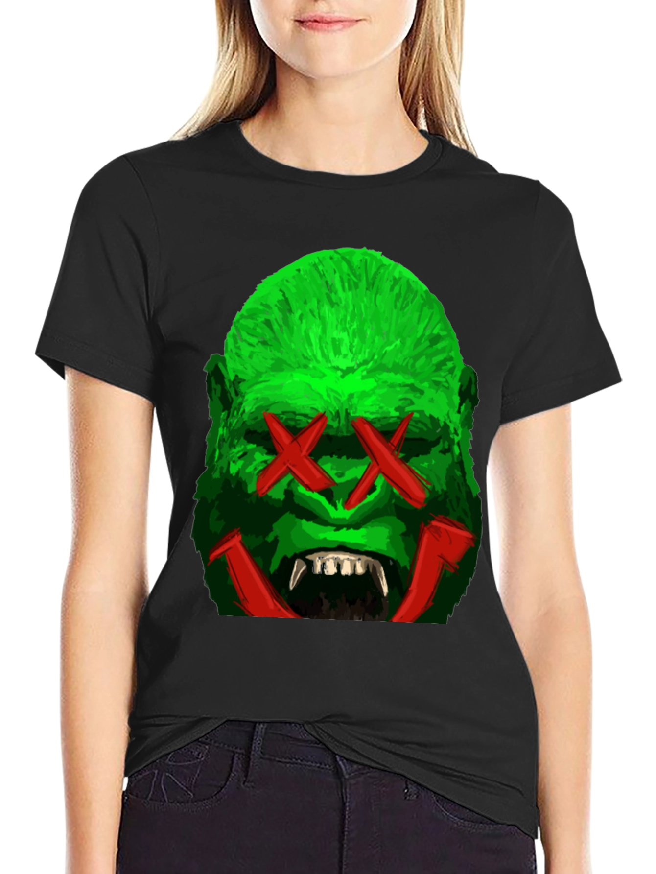 Black Green Gorilla Graphic Tee view 2