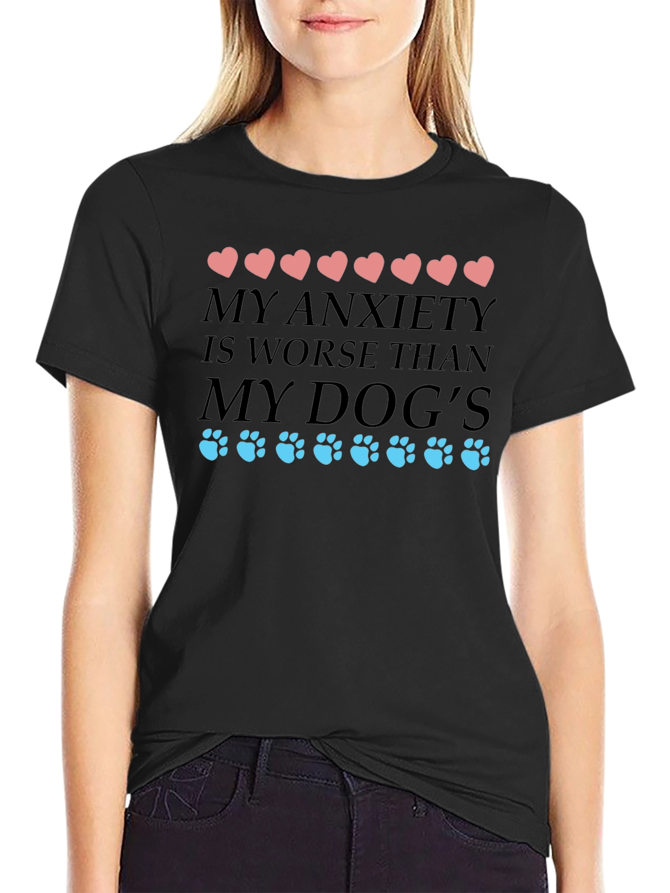 Black Anxiety Dog Lover T-Shirt view 2