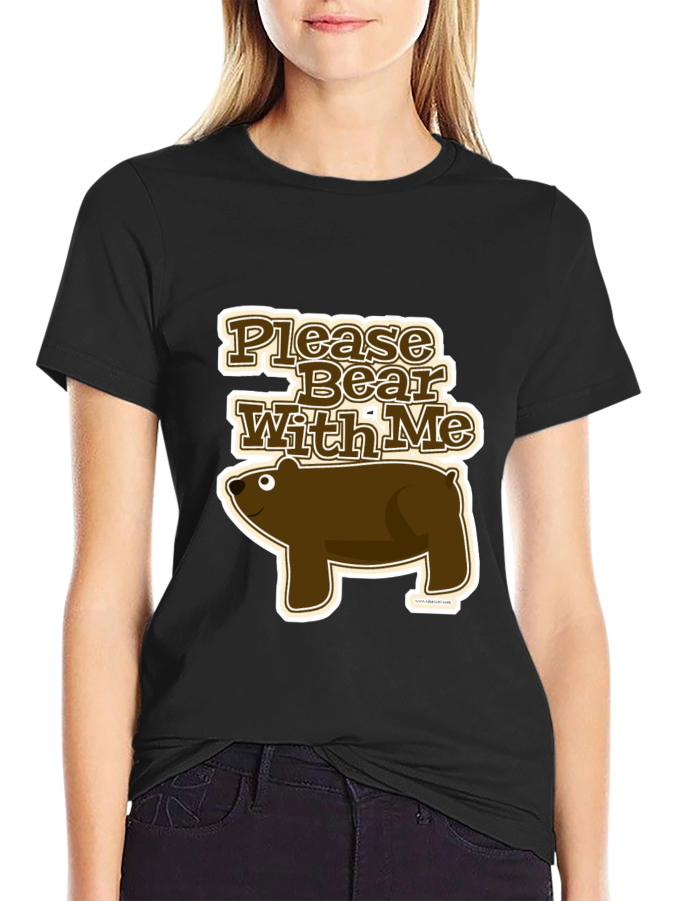 Black Please Bear With Me Graphic Tee - Black Cotton T-Shirt view 2