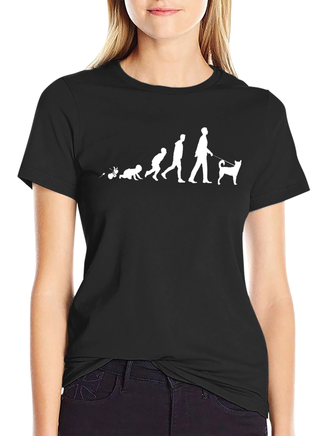 Black Evolution of Man Dog Lover T-Shirt view 2