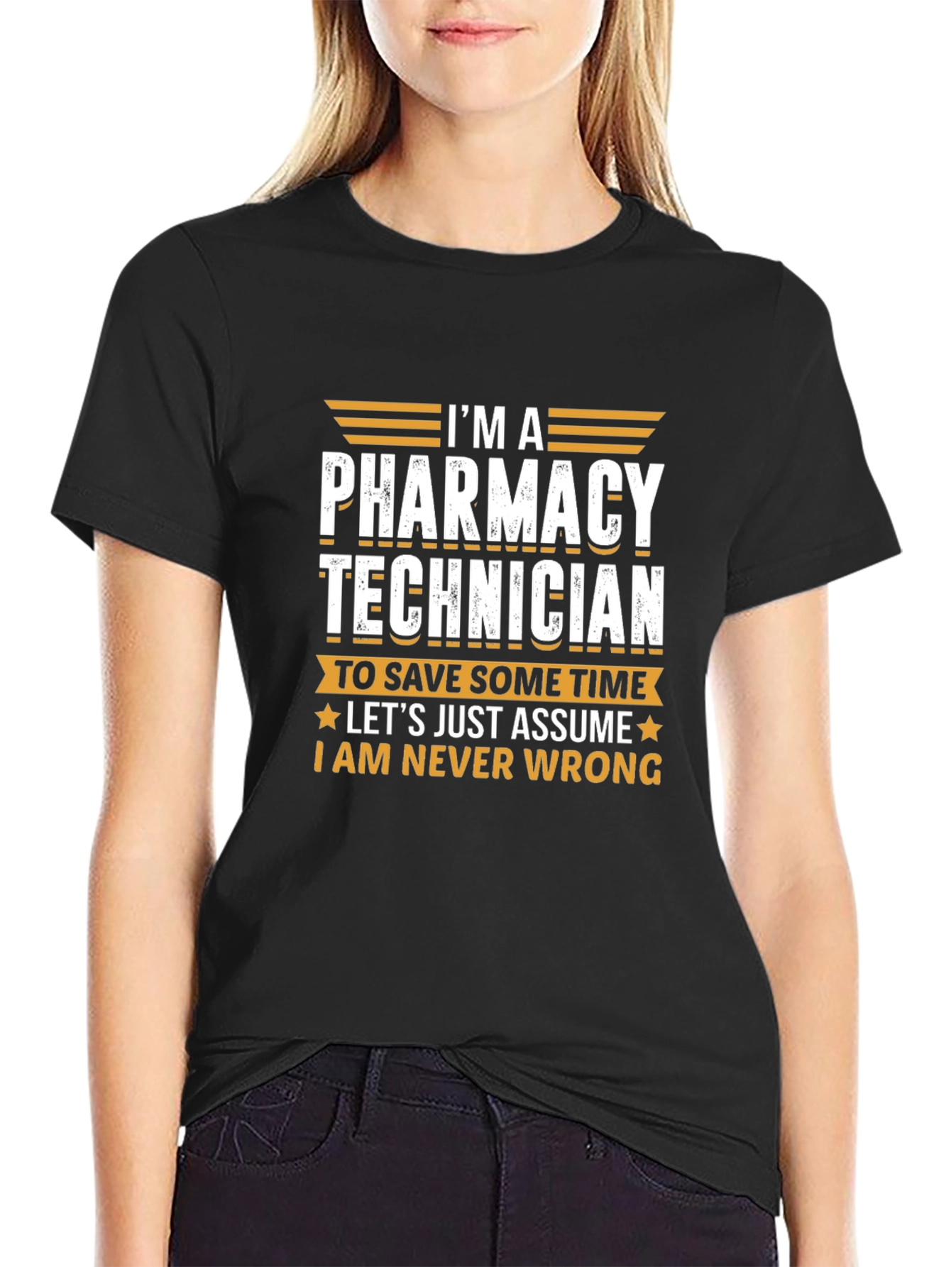 Black Pharmacy Technician T-Shirt - Never Wrong Funny Tee view 2