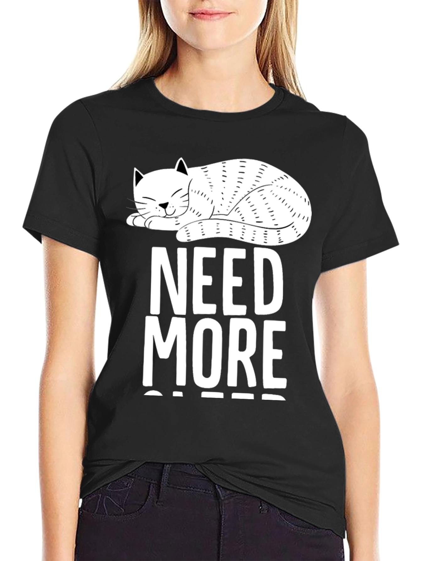 Black Need More Cats T-Shirt - Novelty Cat Lover Tee view 2