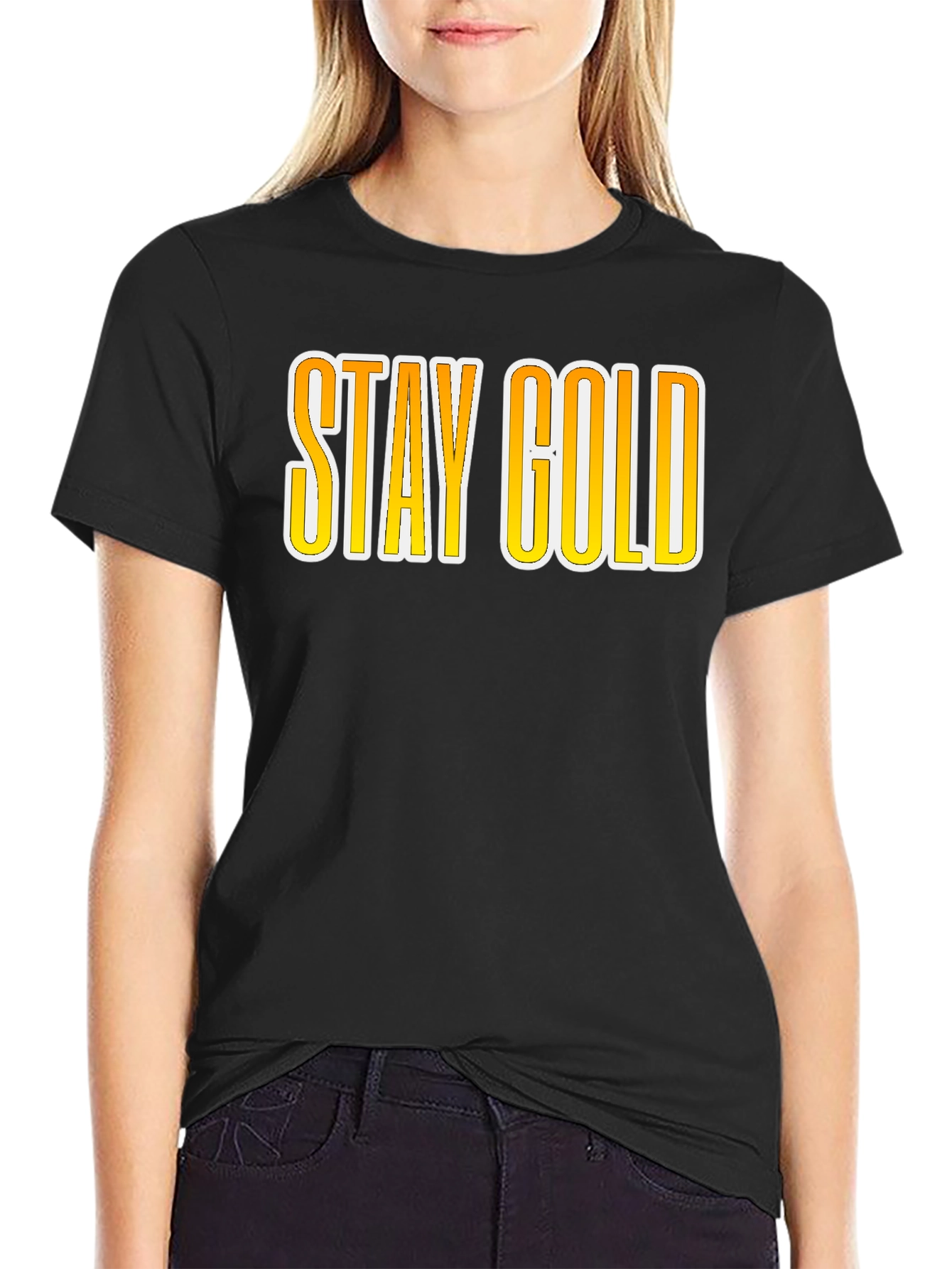 Black Stay Gold Graphic Tee - Classic Cool view 2