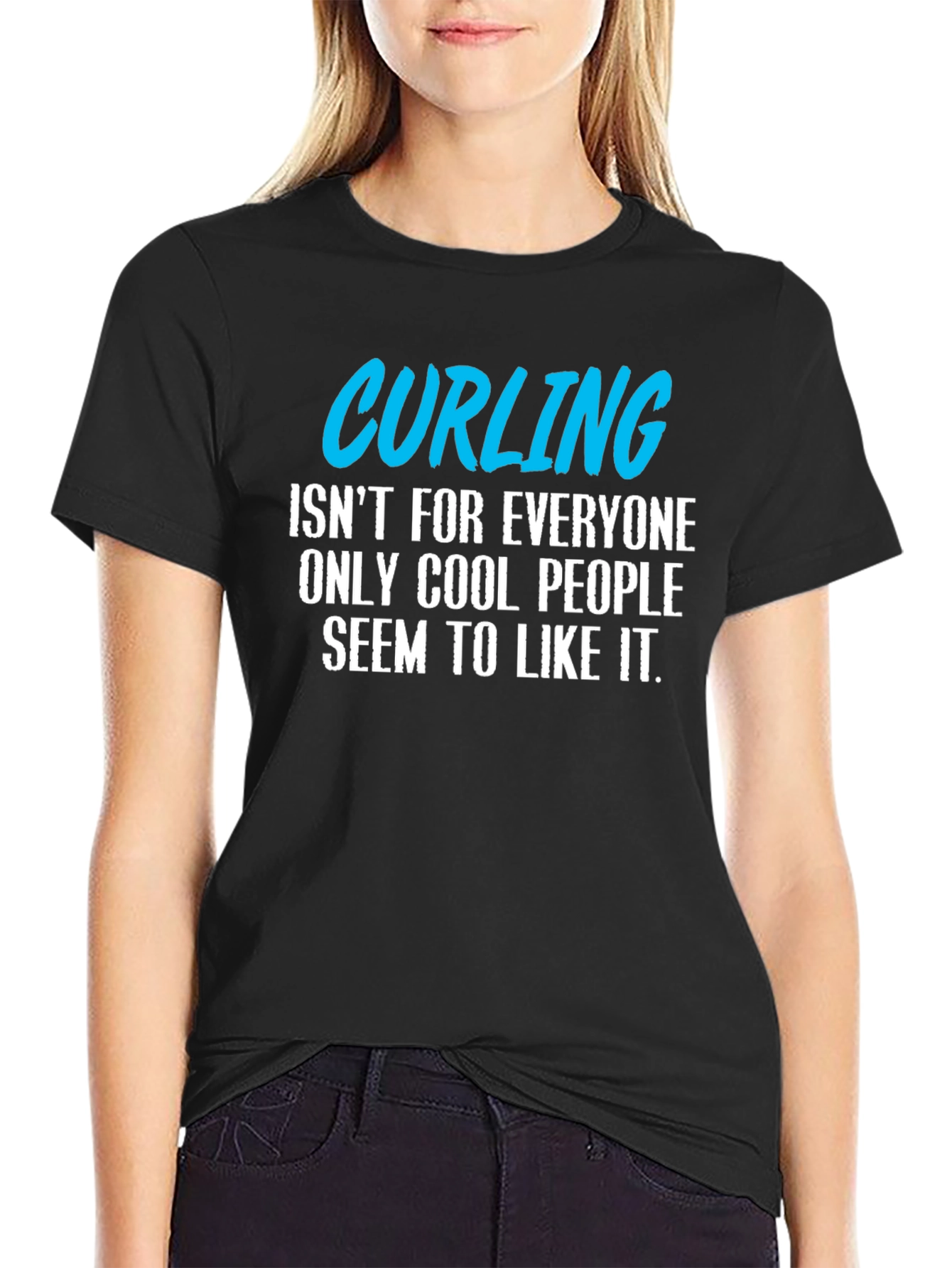 Black Cool People Curling T-Shirt view 2