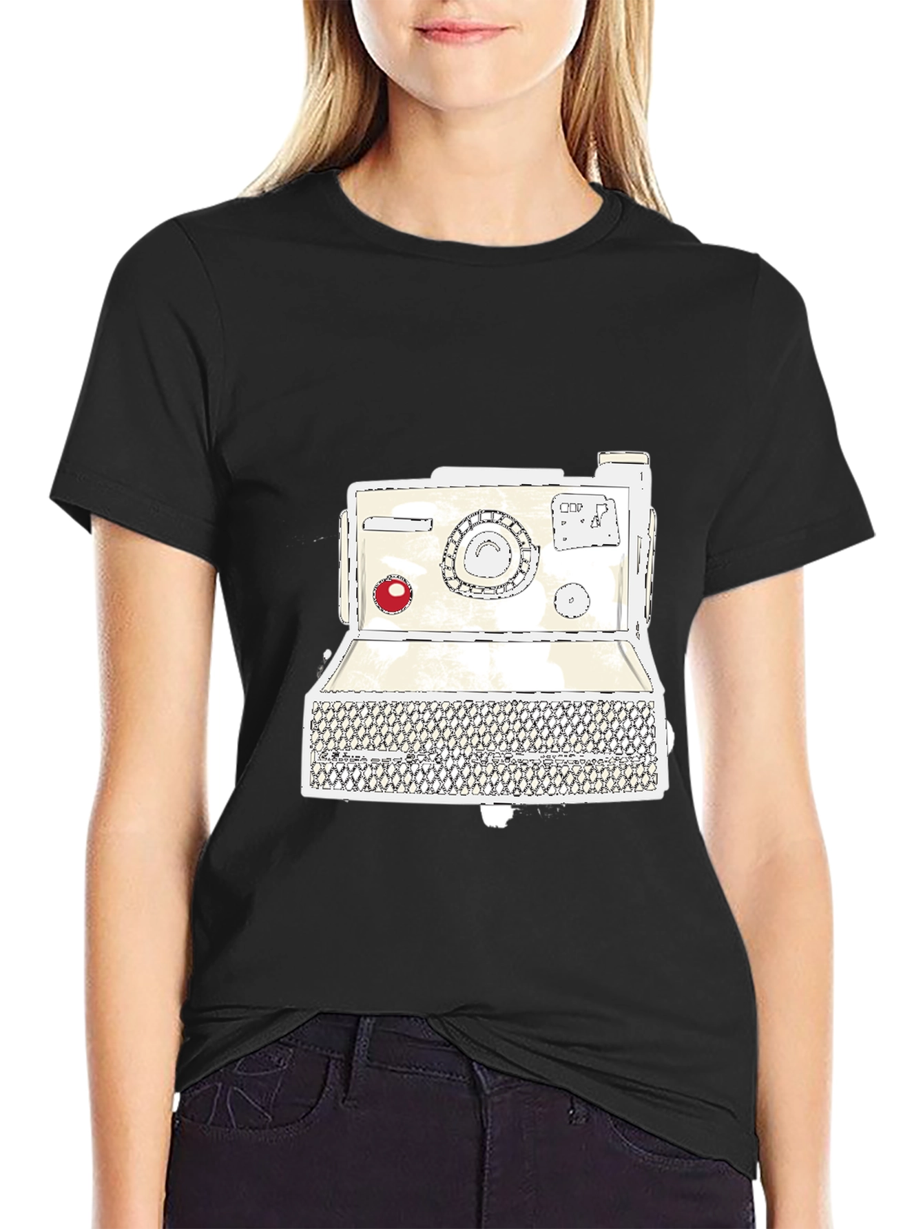 Black Vintage Camera Graphic Tee - Retro Style view 2