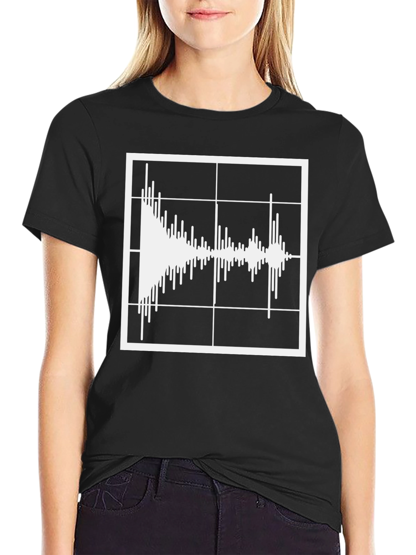 Black Sound Wave Black Graphic Tee Shirt view 2