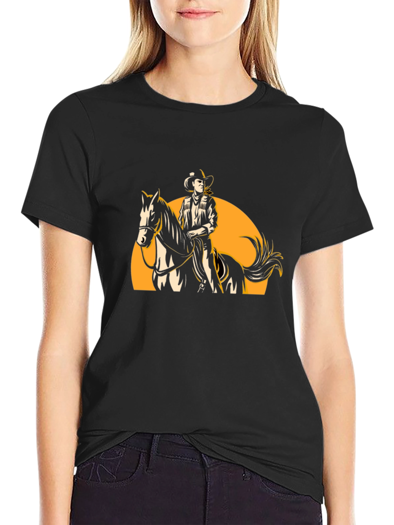 Black Cowboy Rider Graphic Tee - Western Style view 2