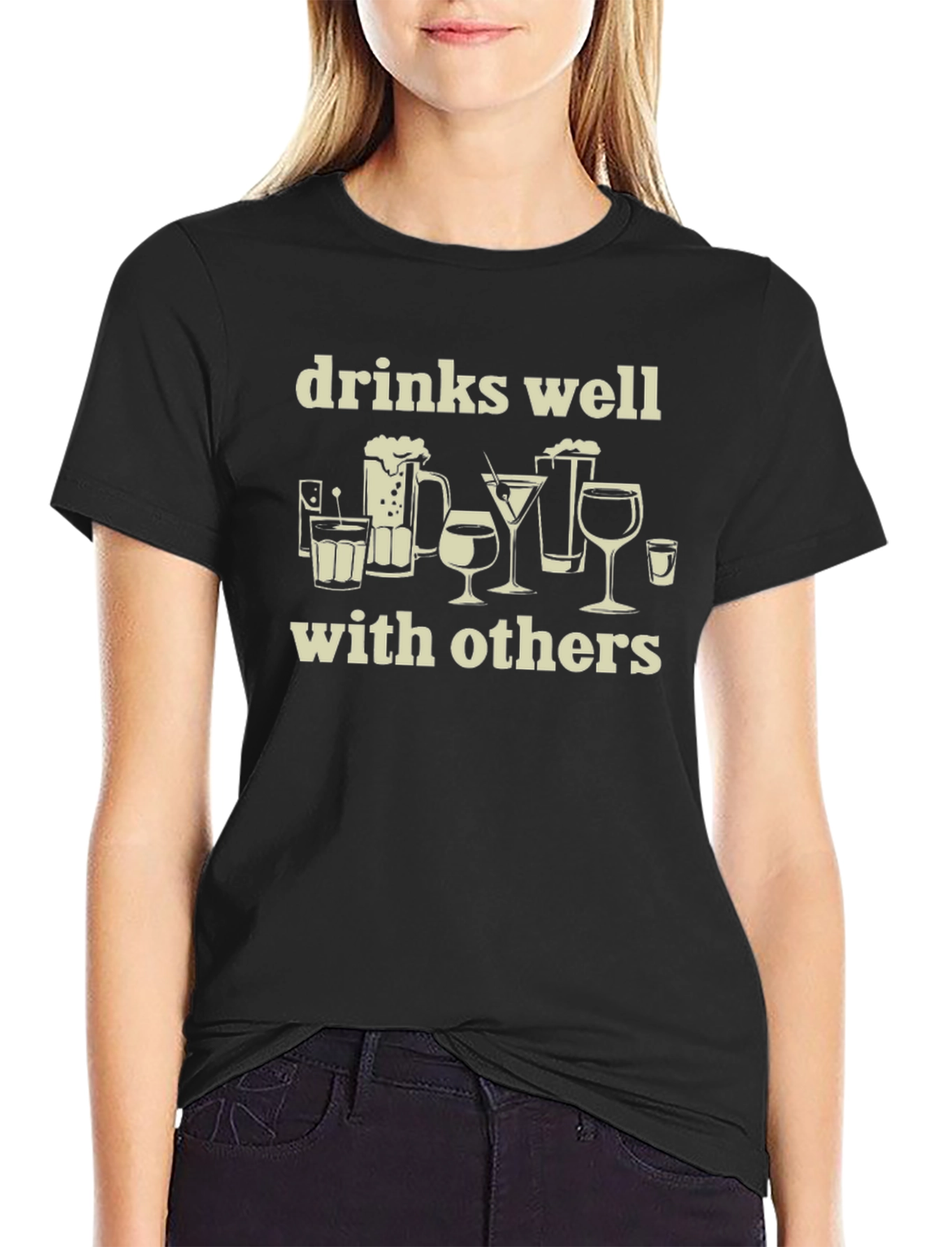 Black Drinks Well With Others Graphic Tee view 2