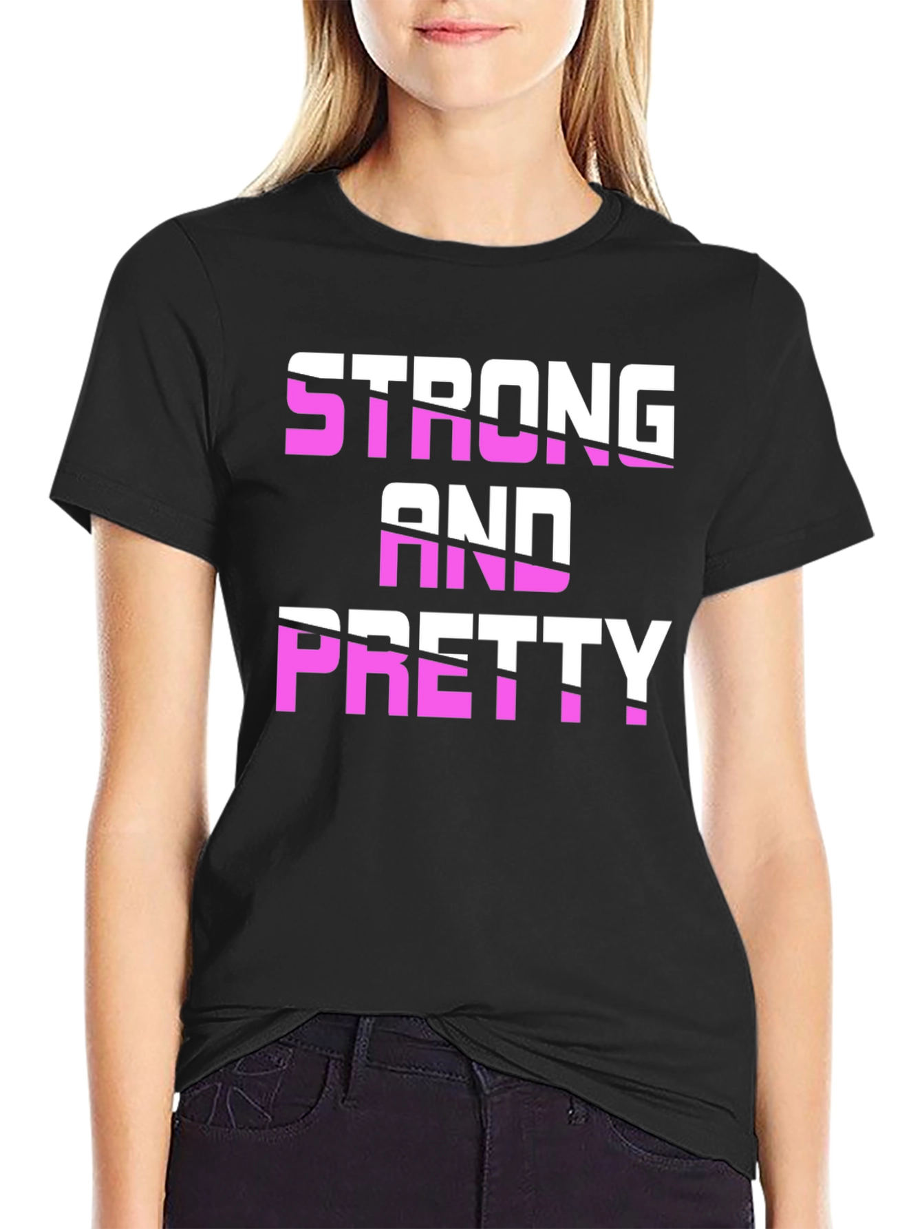 Black Strong & Pretty Graphic Tee view 2