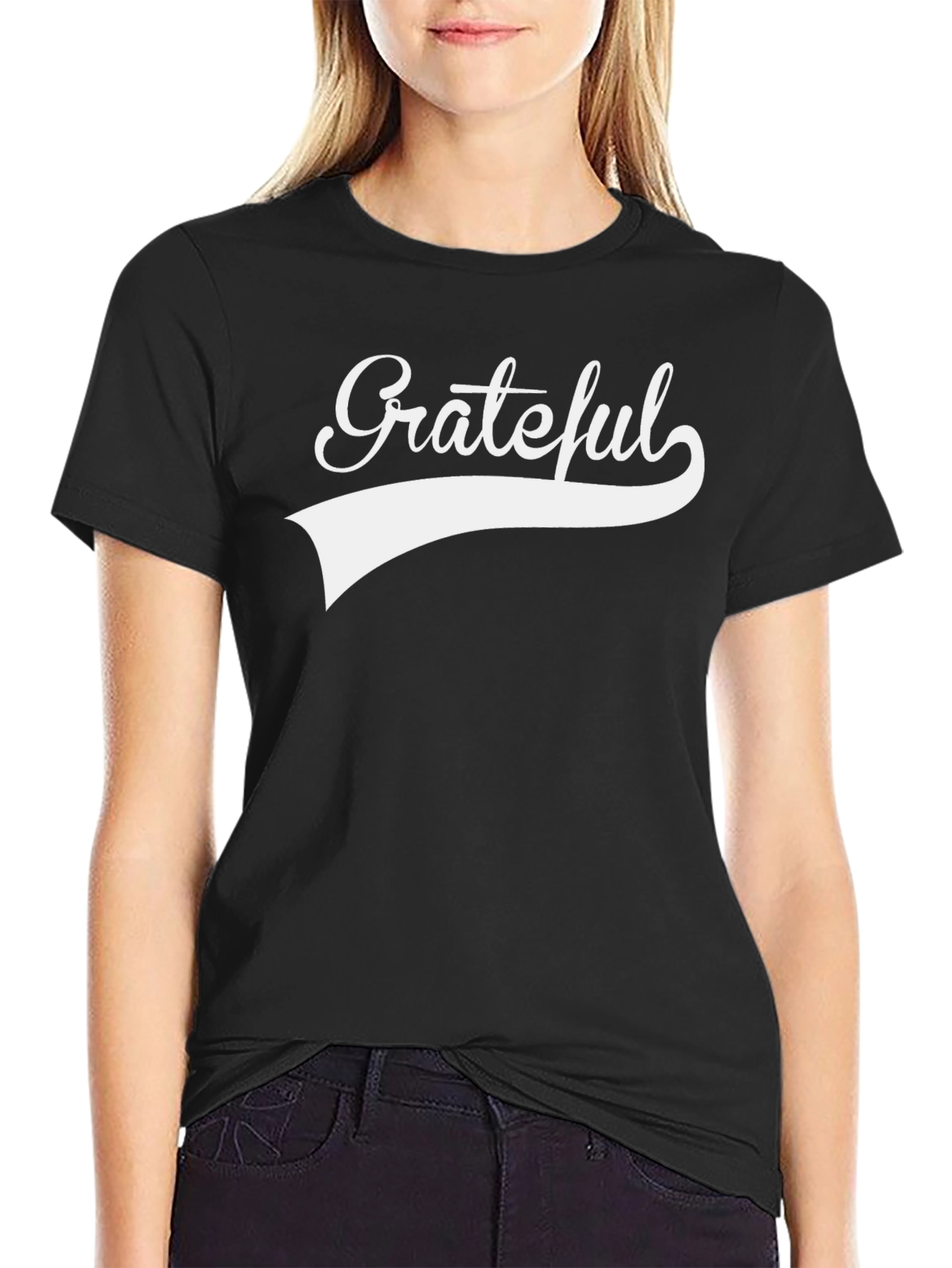Black Grateful Graphic Tee - Black Cotton Blend T-Shirt view 2