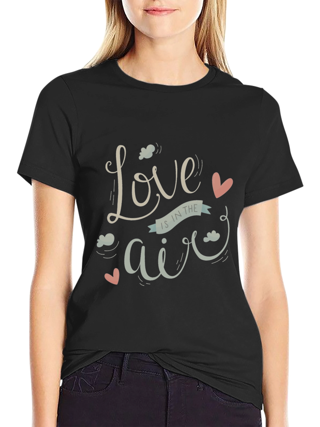 Black Love Is In The Air Graphic Tee - Black view 2