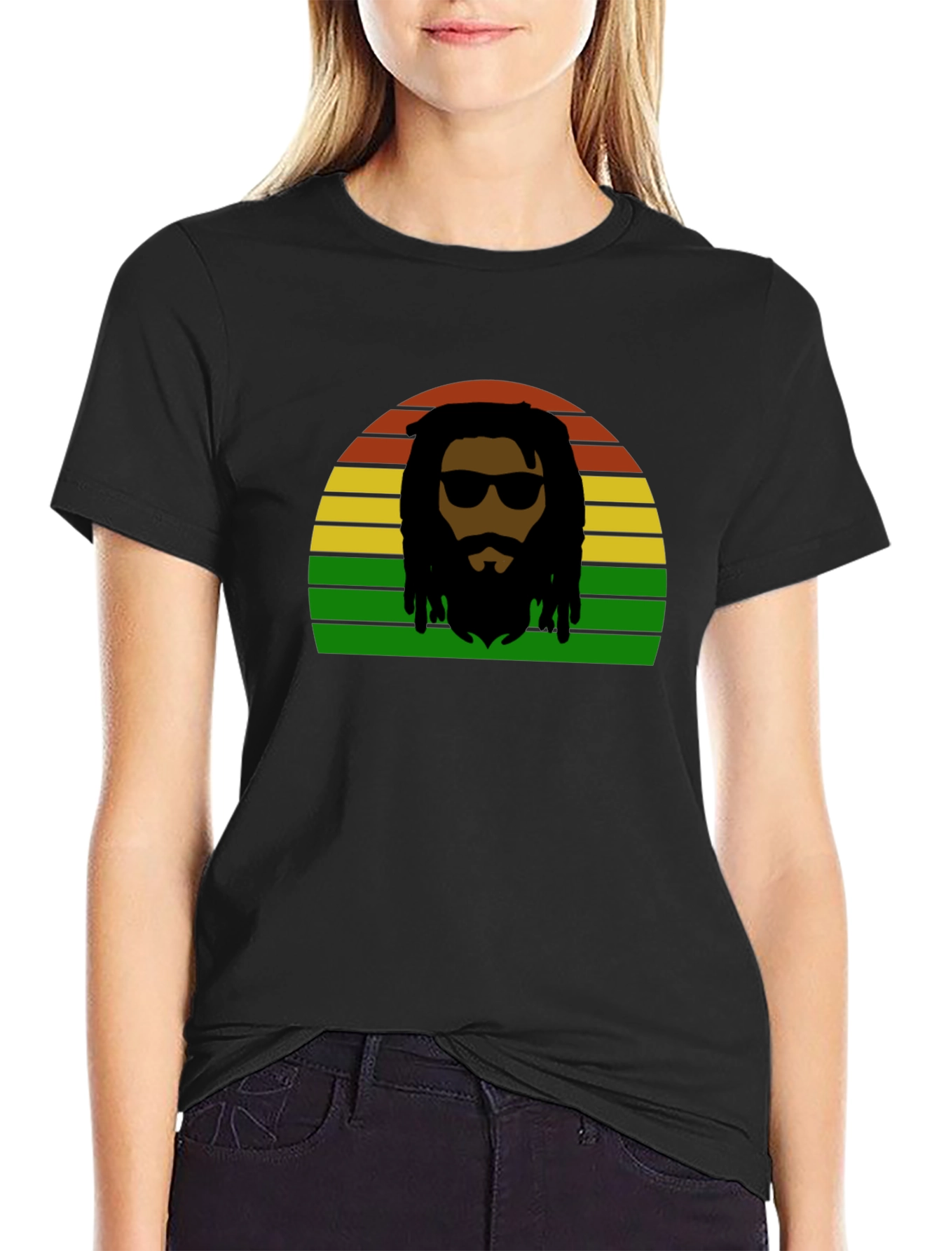 Rasta Man Retro Sunset T-Shirt - Reggae Vibes - 2