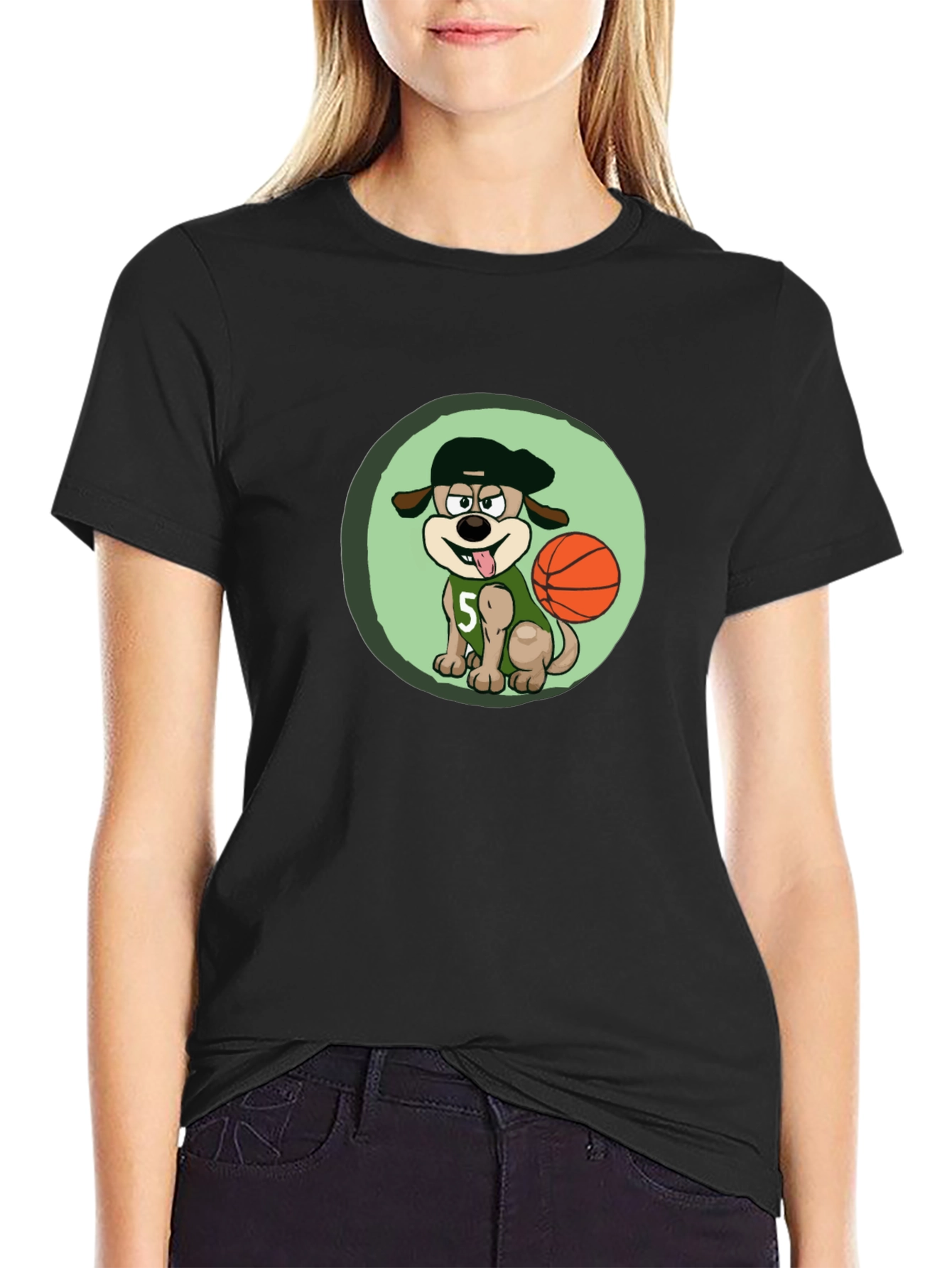 Black Dog Basketball Player T-Shirt view 2
