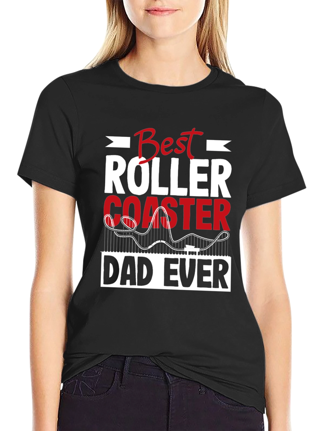 Black Best Roller Coaster Dad Ever T-Shirt view 2