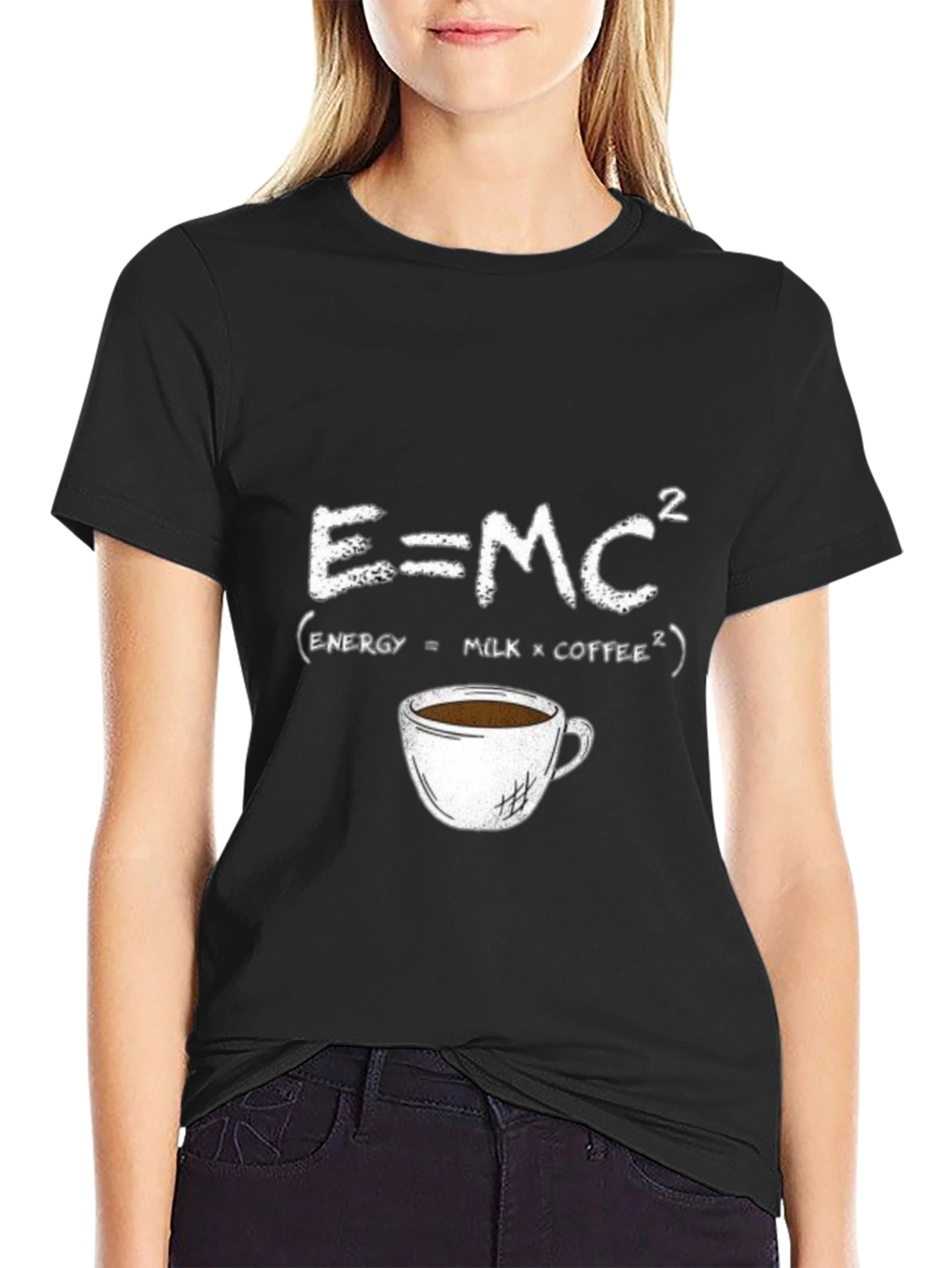 Black E=MC² Coffee T-Shirt - Energy Formula Tee view 2