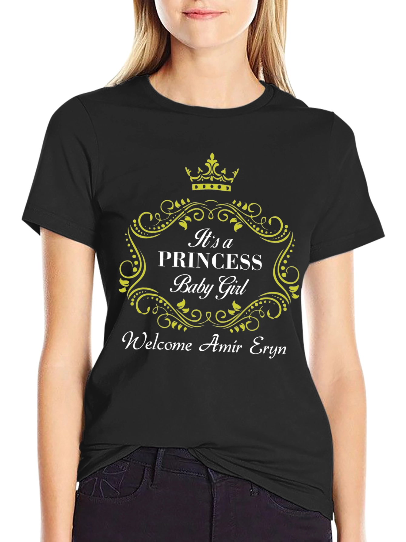 Black It's a Princess Baby Girl T-Shirt view 2