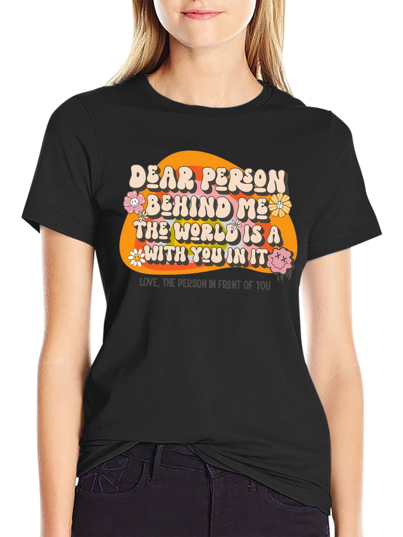 Black Dear Person Behind Me Graphic T-Shirt view 2