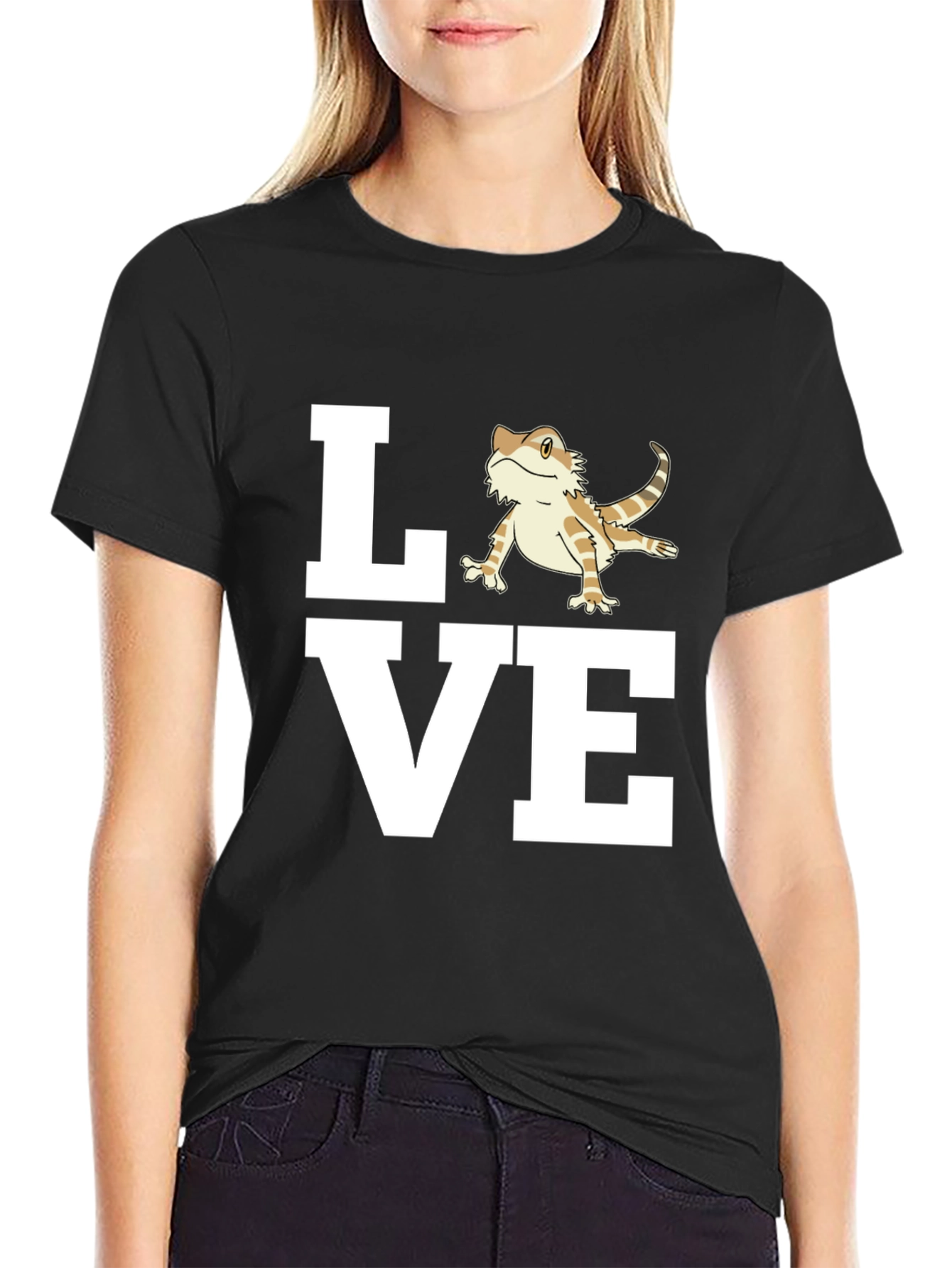 Black Bearded Dragon Love T-Shirt - Reptile Pet Owner Tee view 2