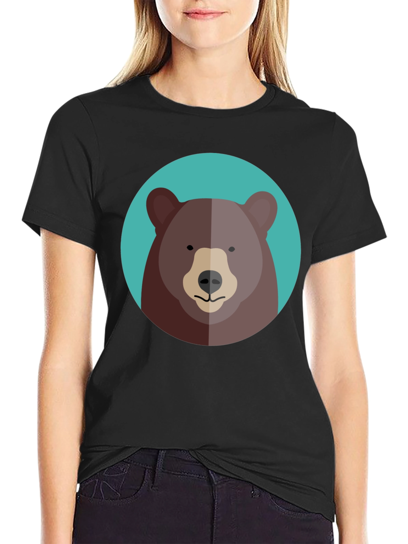 Black Cool Bear Graphic Tee - Black Cotton Blend view 2