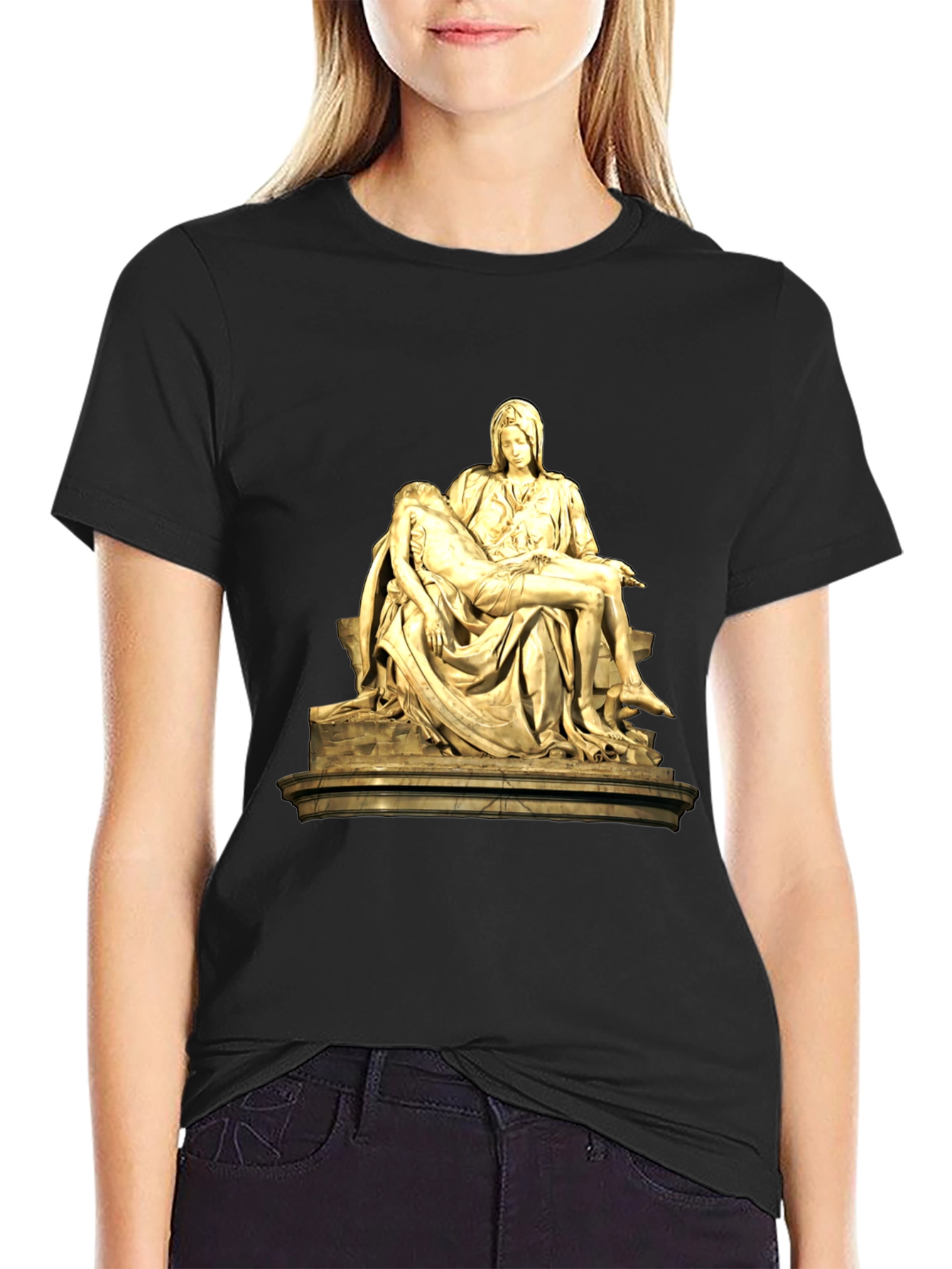 Black Pieta Sculpture Graphic T-Shirt - Classic Art Tee view 2