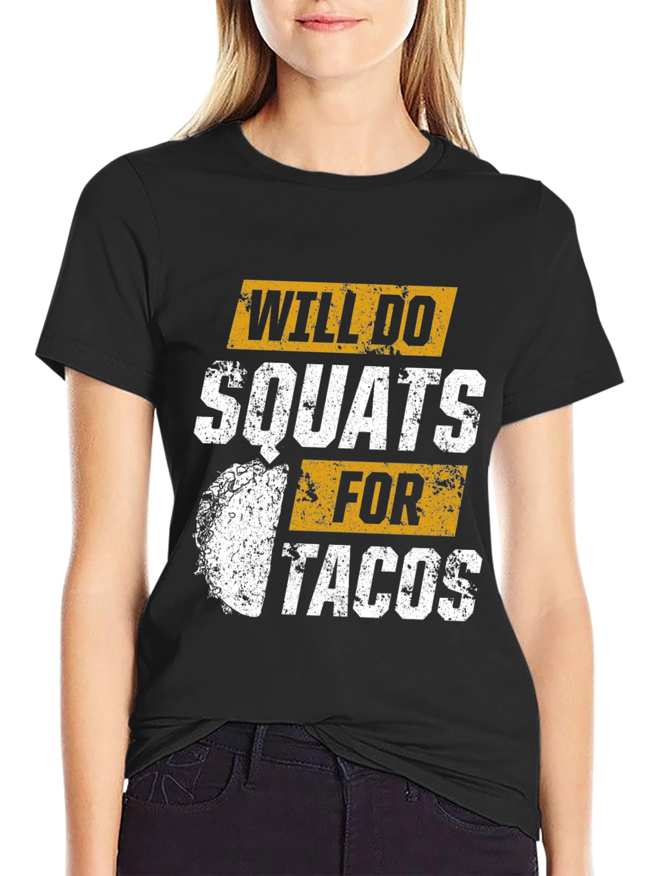Black Will Do Squats For Tacos Graphic T-Shirt view 2