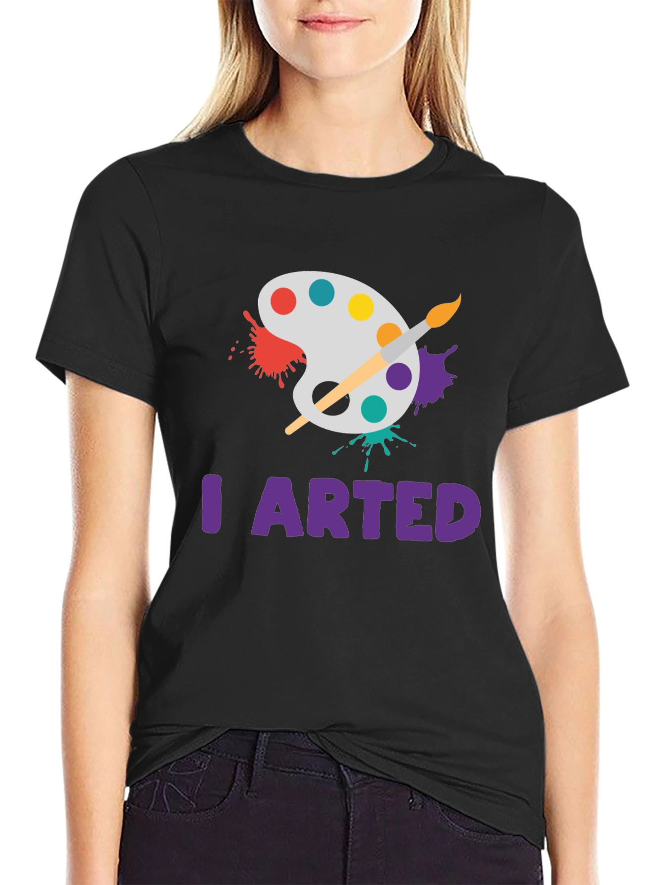 Black I Arted T-Shirt - Painter's Palette Design view 2