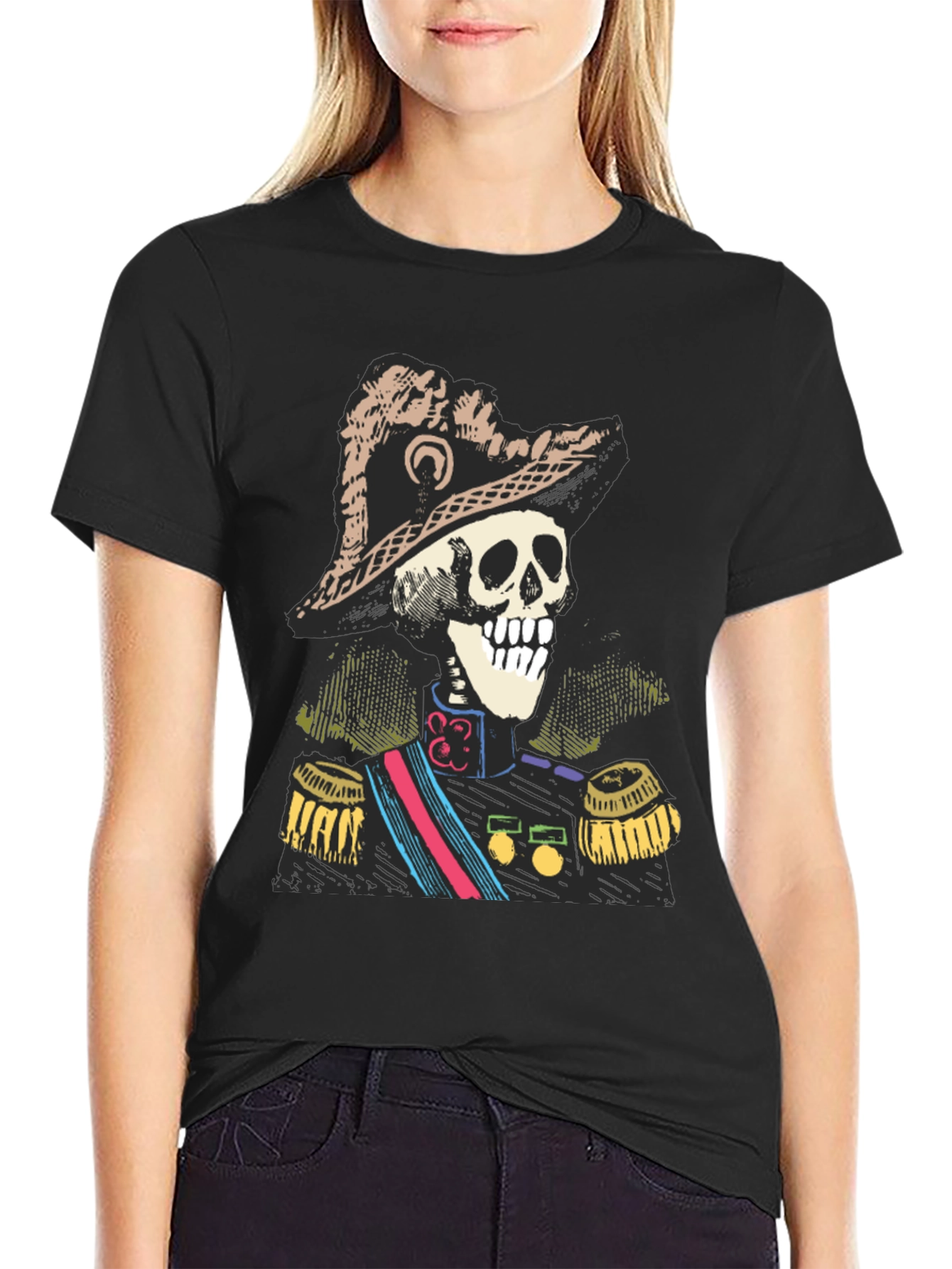 Black Skeleton General T-Shirt - Unique Design view 2