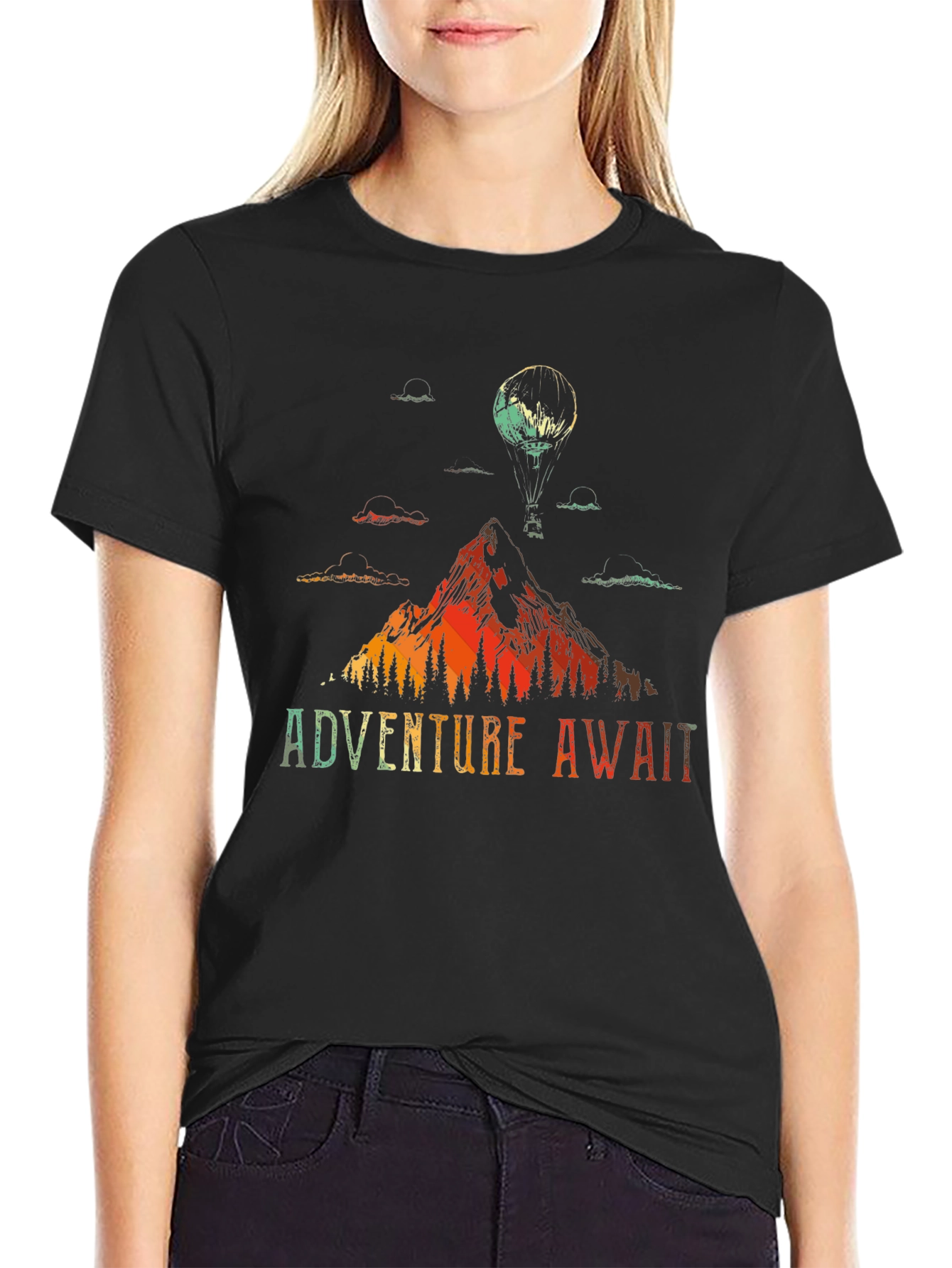Black Adventure Awaits Graphic Tee view 2