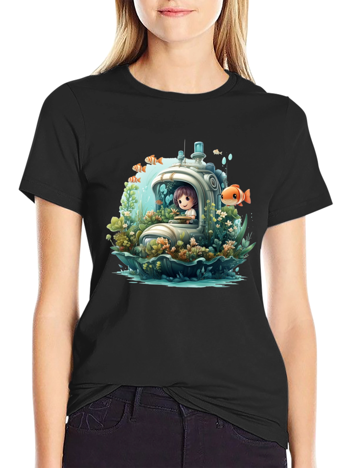 Black Underwater Adventure T-Shirt view 2