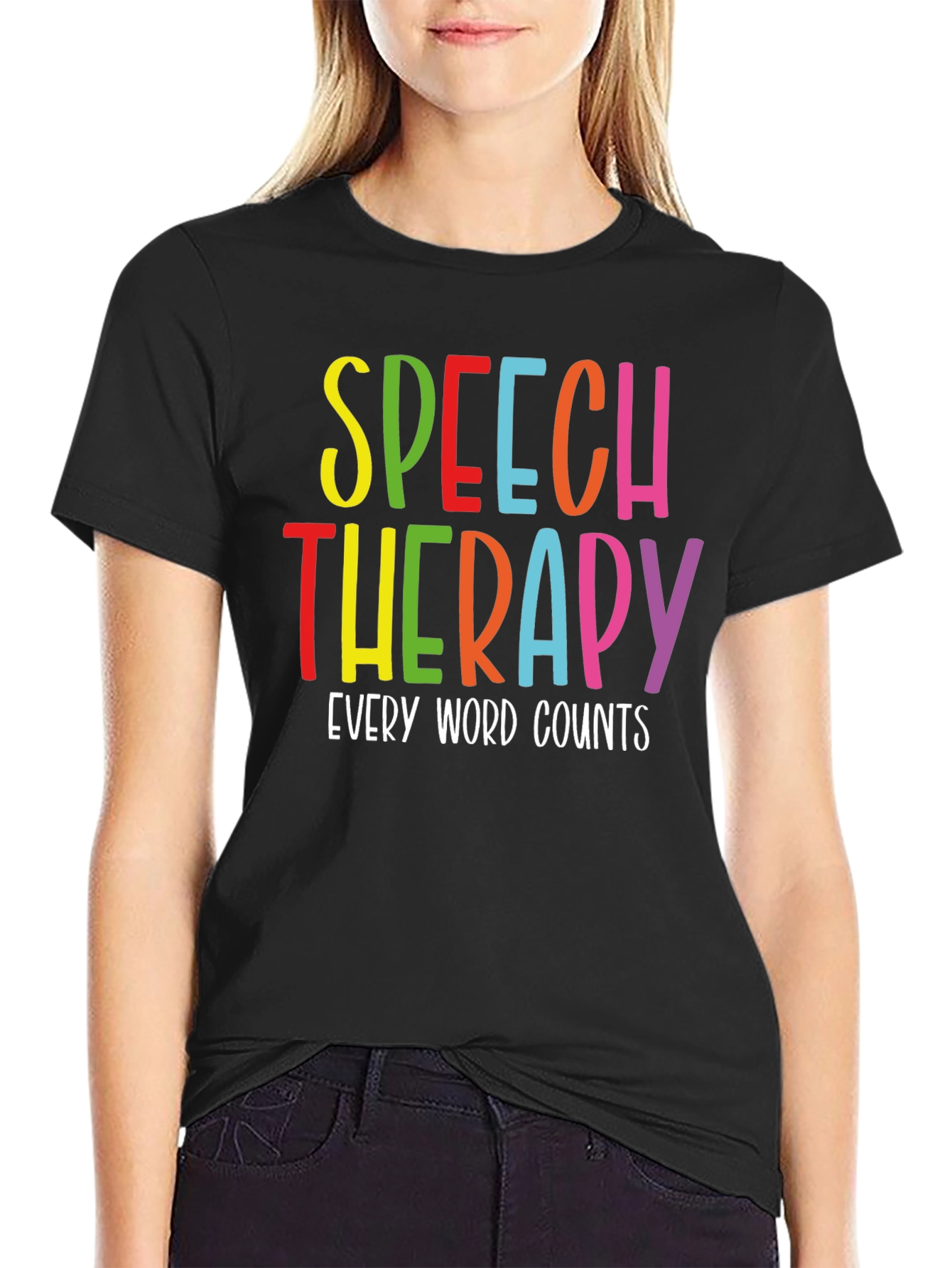 Black Speech Therapy T-Shirt - Every Word Counts view 2